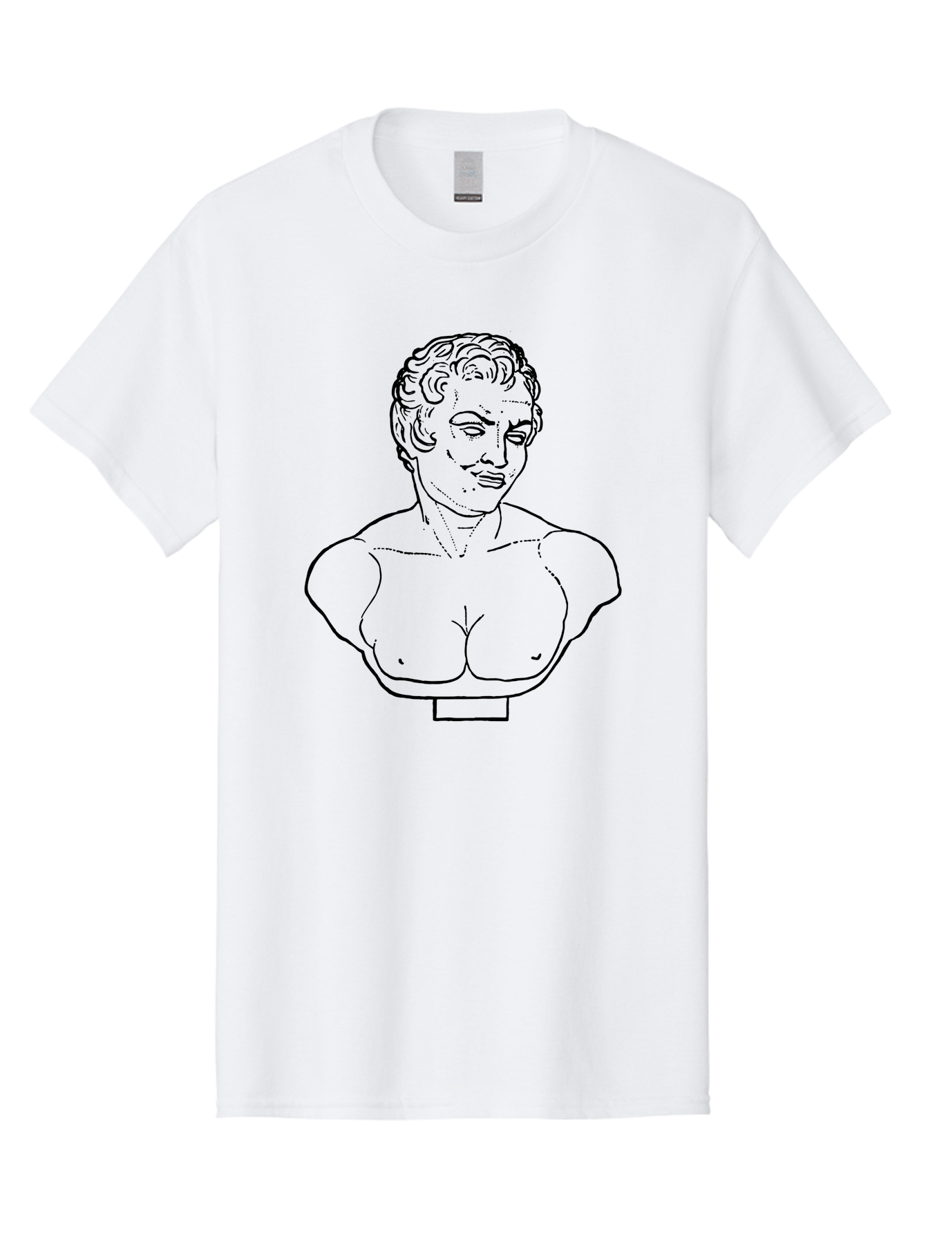 Bust-Of-Person Men'S Graphic Tee, 100% Cotton, Comfortable Casual Summer Wear, Machine Washable, Classical Bust, Stone Statue, Artwork, Illustration, Outline Art, Figure Sculpture, Classical Art, Artistic Drawing, Sketch Portrait -  Aaa522