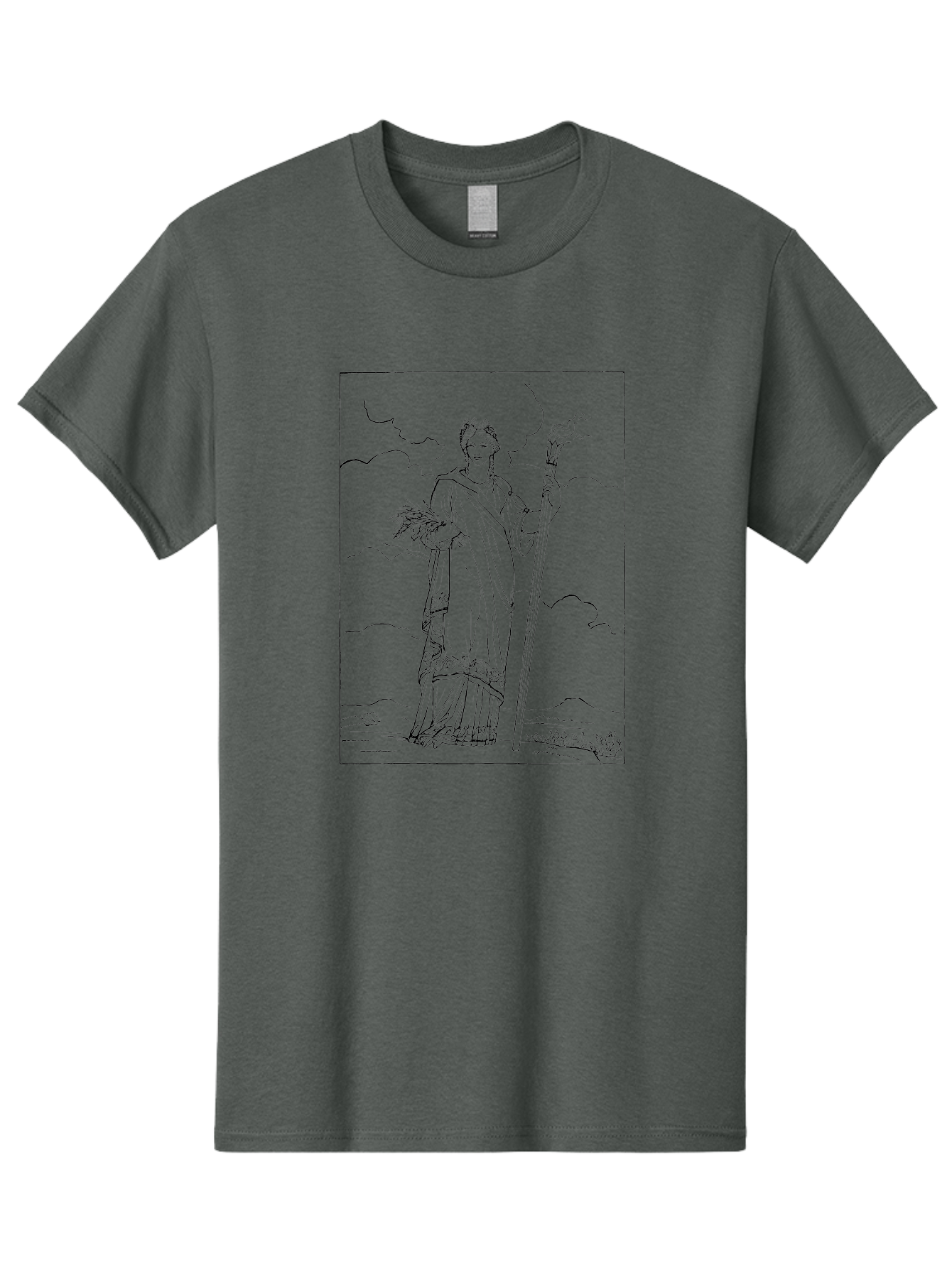 Ceres Men'S Graphic Tee, 100% Cotton, Comfortable Casual Summer Wear, Machine Washable, Ceres With Sheaf Of Wheat, Staff, Mythological Figure, Ancient Roman Goddess, Agriculture, Fertility, Harvest Season, Classical Mythology, -  Aaa523