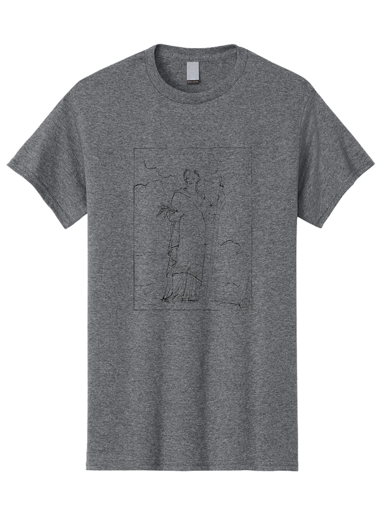 Ceres Men'S Graphic Tee, 100% Cotton, Comfortable Casual Summer Wear, Machine Washable, Ceres With Sheaf Of Wheat, Staff, Mythological Figure, Ancient Roman Goddess, Agriculture, Fertility, Harvest Season, Classical Mythology, -  Aaa523