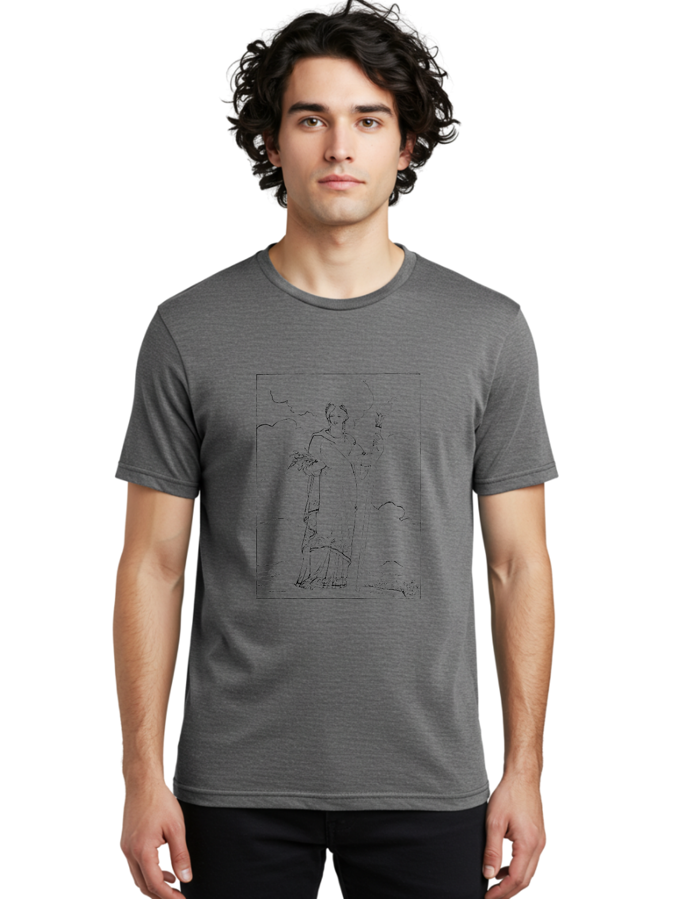 Ceres Men'S Graphic Tee, 100% Cotton, Comfortable Casual Summer Wear, Machine Washable, Ceres With Sheaf Of Wheat, Staff, Mythological Figure, Ancient Roman Goddess, Agriculture, Fertility, Harvest Season, Classical Mythology, -  Aaa523
