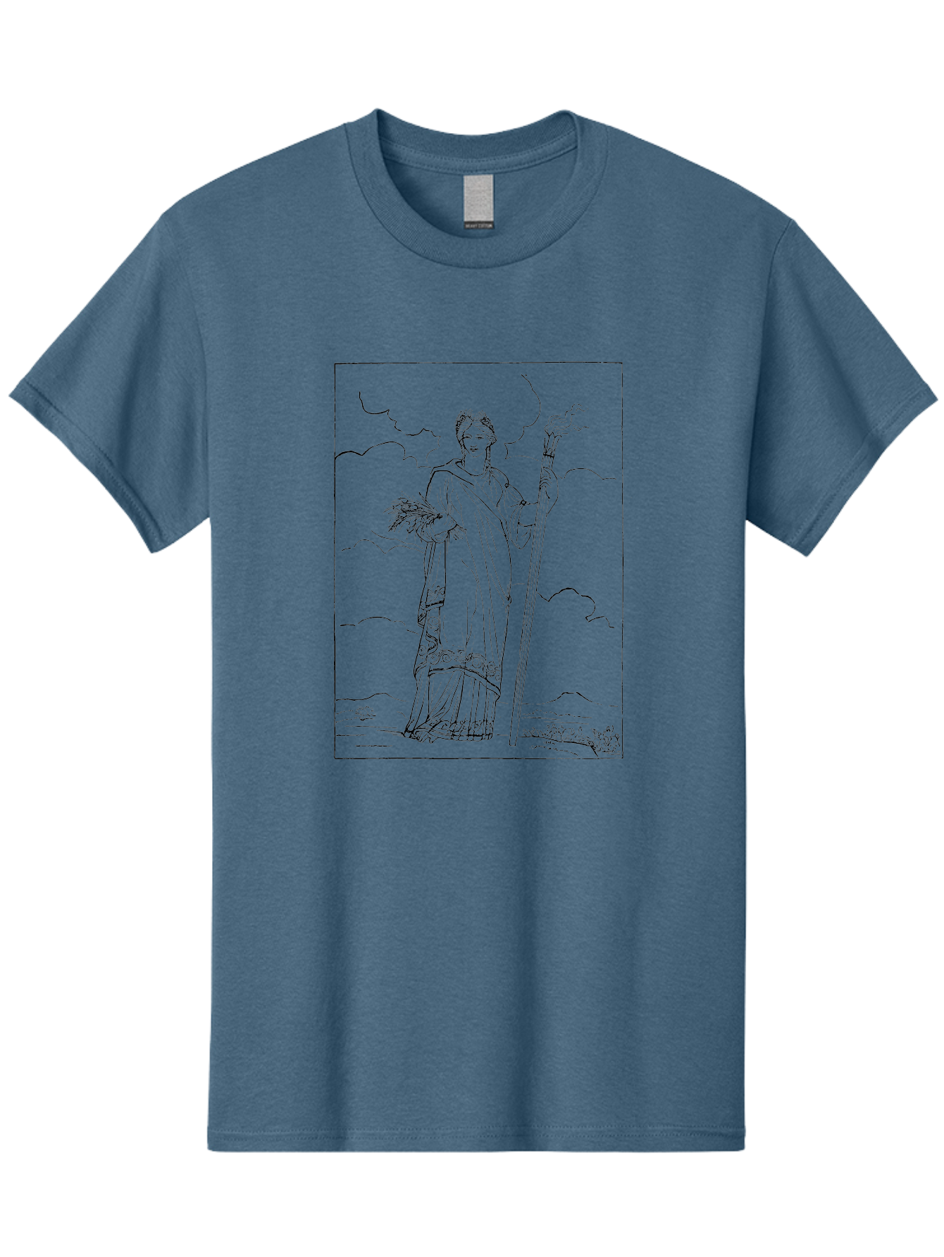 Ceres Men'S Graphic Tee, 100% Cotton, Comfortable Casual Summer Wear, Machine Washable, Ceres With Sheaf Of Wheat, Staff, Mythological Figure, Ancient Roman Goddess, Agriculture, Fertility, Harvest Season, Classical Mythology, -  Aaa523