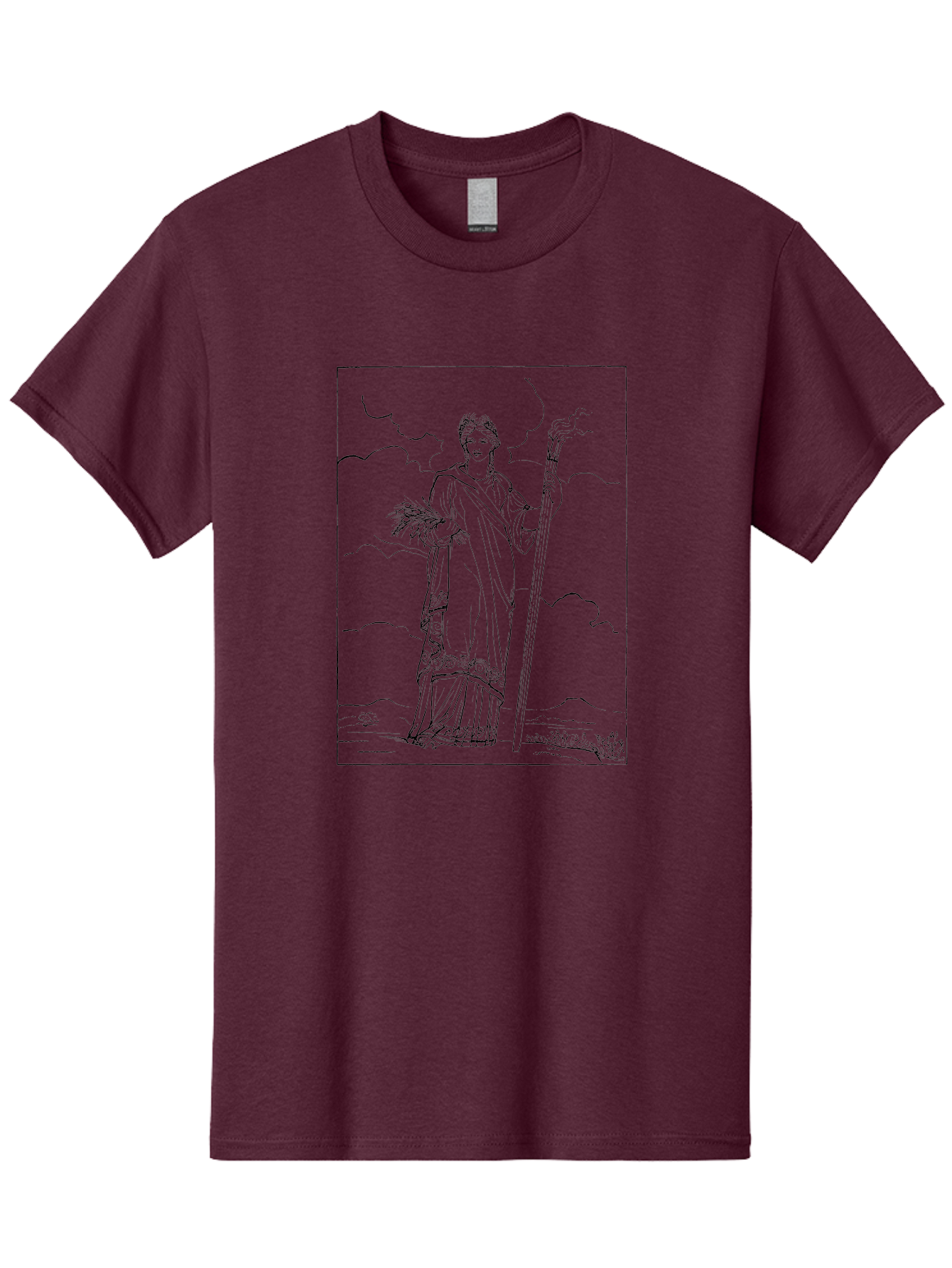 Ceres Men'S Graphic Tee, 100% Cotton, Comfortable Casual Summer Wear, Machine Washable, Ceres With Sheaf Of Wheat, Staff, Mythological Figure, Ancient Roman Goddess, Agriculture, Fertility, Harvest Season, Classical Mythology, -  Aaa523