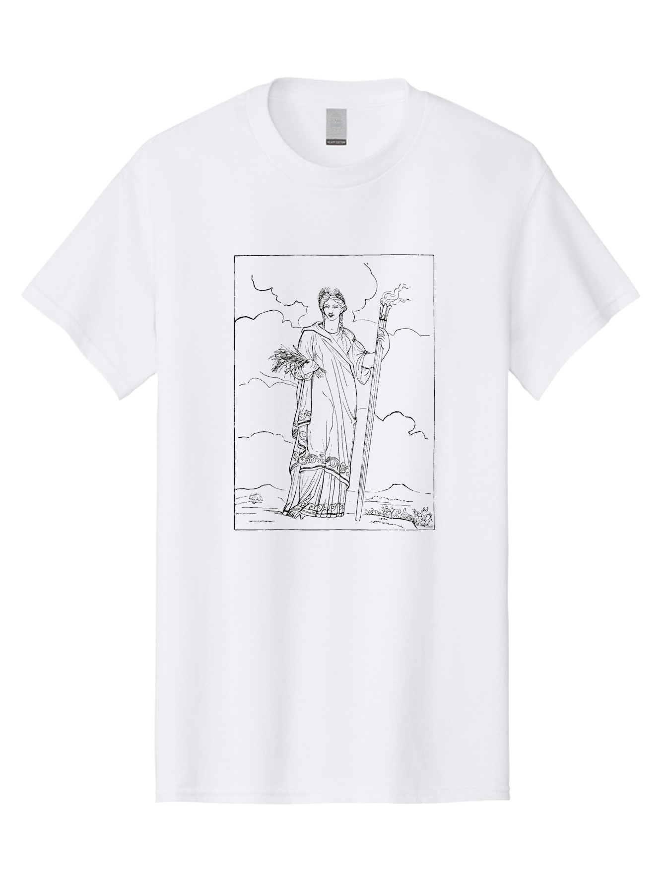 Ceres Men'S Graphic Tee, 100% Cotton, Comfortable Casual Summer Wear, Machine Washable, Ceres With Sheaf Of Wheat, Staff, Mythological Figure, Ancient Roman Goddess, Agriculture, Fertility, Harvest Season, Classical Mythology, -  Aaa523