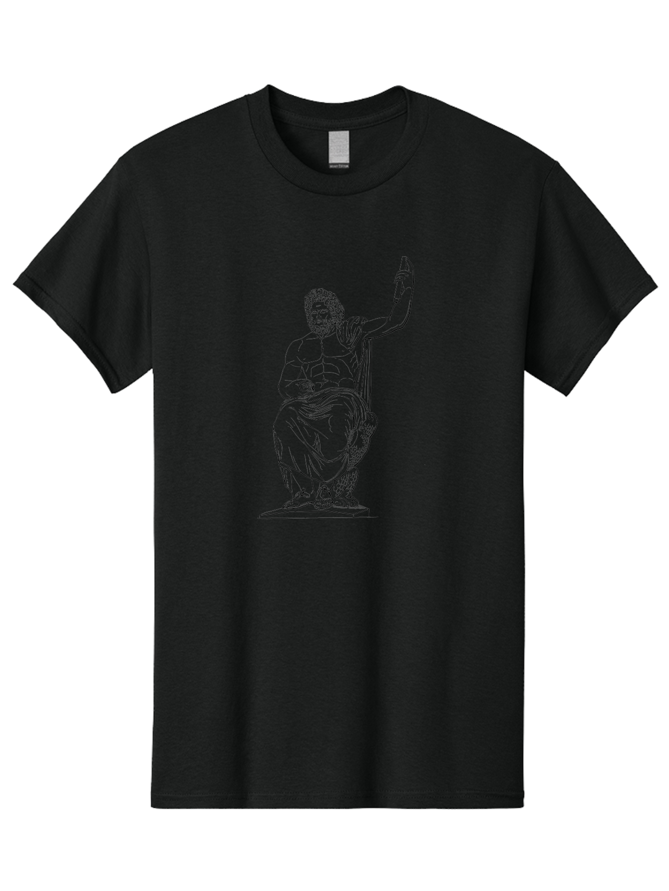 Classical-Greek-Statue Men'S Graphic Tee, 100% Cotton, Comfortable Casual Summer Wear, Machine Washable, Ancient Greek Philosopher, Socrates, Classical Figure, Seated Man, Raised Arm, Flowing Robes, Classical Art, Greek Philosophy, -  Aaa524