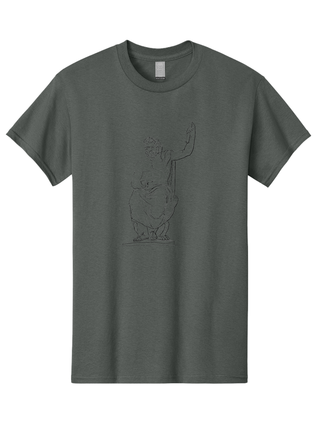 Classical-Greek-Statue Men'S Graphic Tee, 100% Cotton, Comfortable Casual Summer Wear, Machine Washable, Ancient Greek Philosopher, Socrates, Classical Figure, Seated Man, Raised Arm, Flowing Robes, Classical Art, Greek Philosophy, -  Aaa524