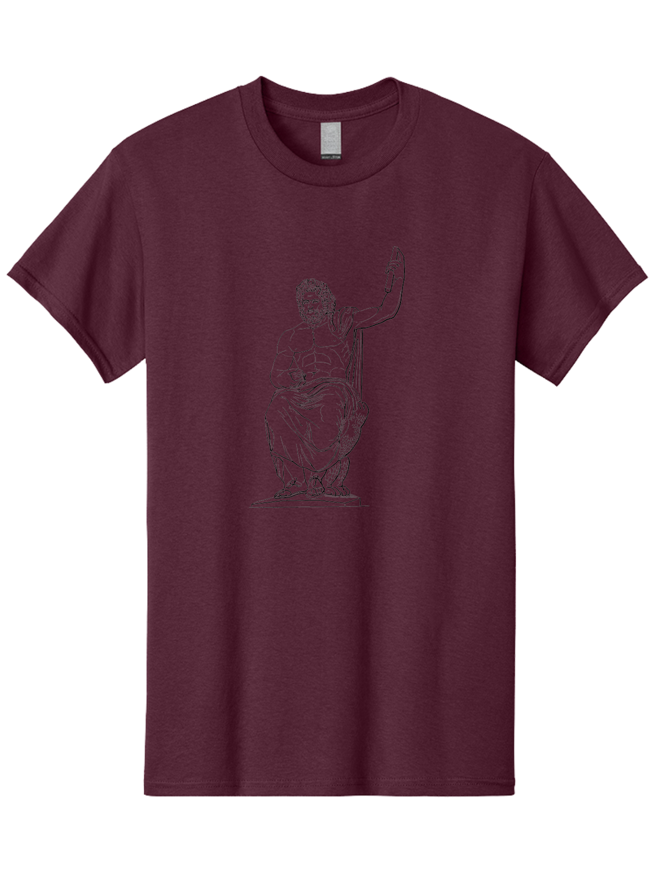 Classical-Greek-Statue Men'S Graphic Tee, 100% Cotton, Comfortable Casual Summer Wear, Machine Washable, Ancient Greek Philosopher, Socrates, Classical Figure, Seated Man, Raised Arm, Flowing Robes, Classical Art, Greek Philosophy, -  Aaa524