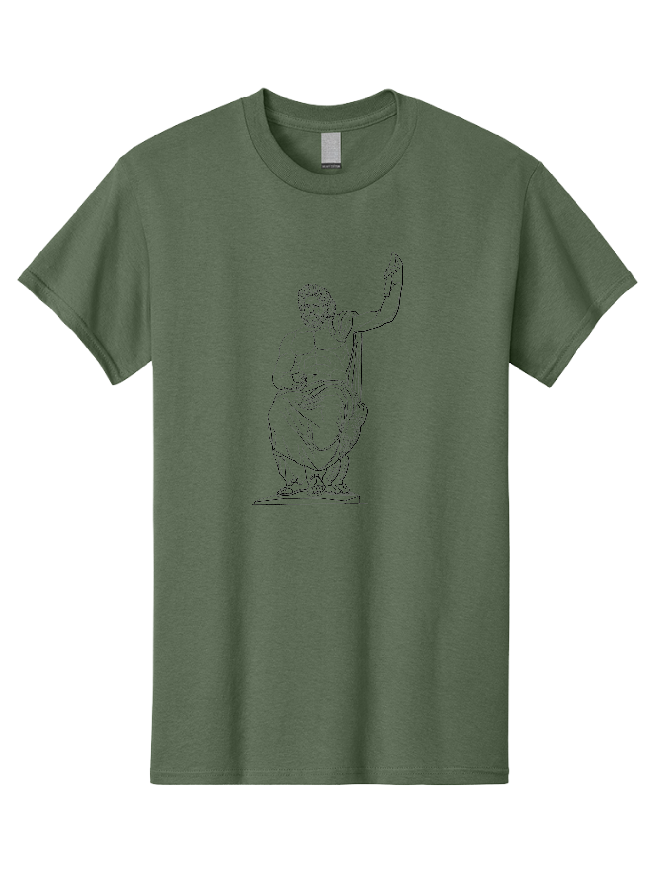 Classical-Greek-Statue Men'S Graphic Tee, 100% Cotton, Comfortable Casual Summer Wear, Machine Washable, Ancient Greek Philosopher, Socrates, Classical Figure, Seated Man, Raised Arm, Flowing Robes, Classical Art, Greek Philosophy, -  Aaa524