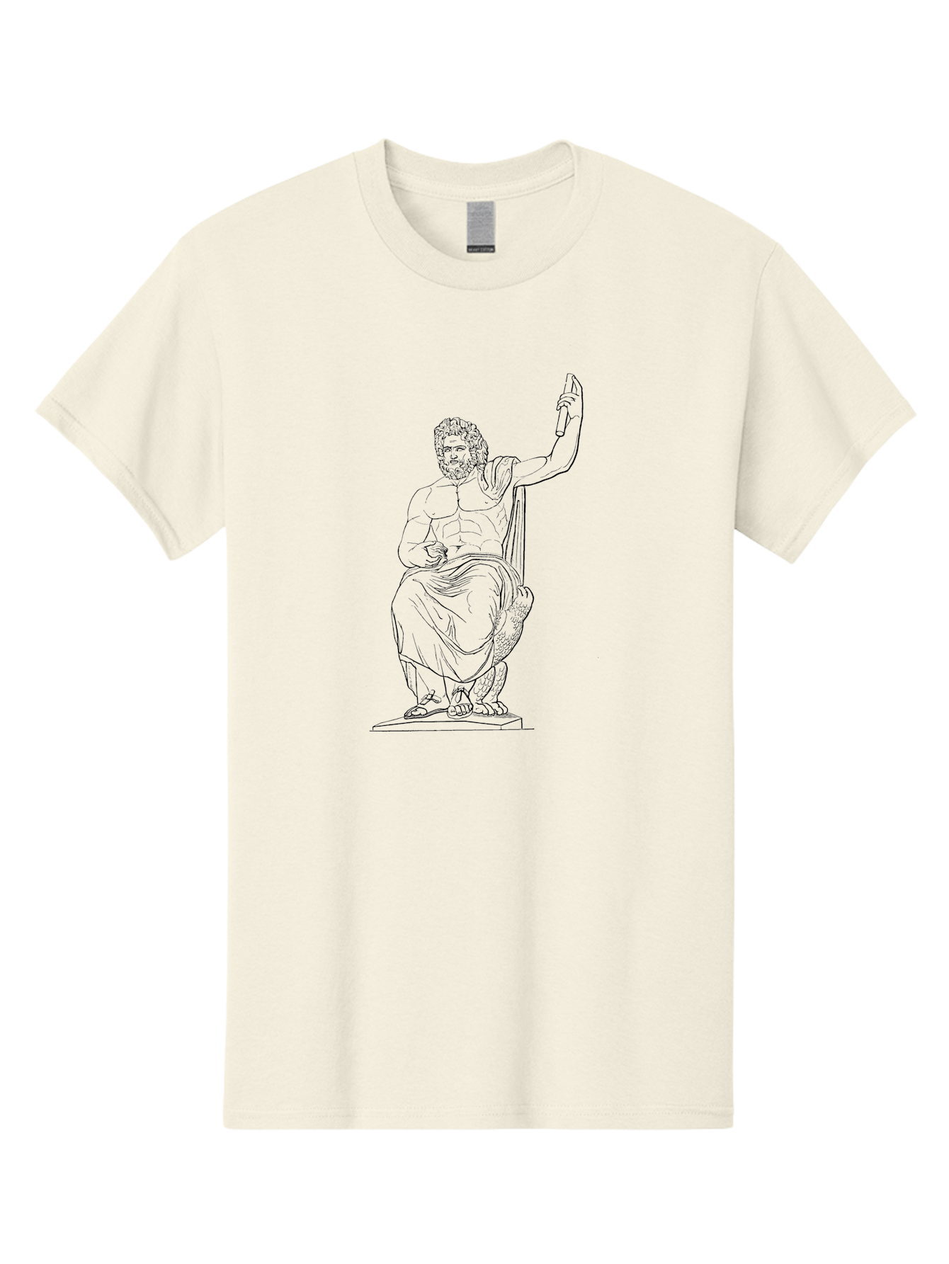 Classical-Greek-Statue Men'S Graphic Tee, 100% Cotton, Comfortable Casual Summer Wear, Machine Washable, Ancient Greek Philosopher, Socrates, Classical Figure, Seated Man, Raised Arm, Flowing Robes, Classical Art, Greek Philosophy, -  Aaa524