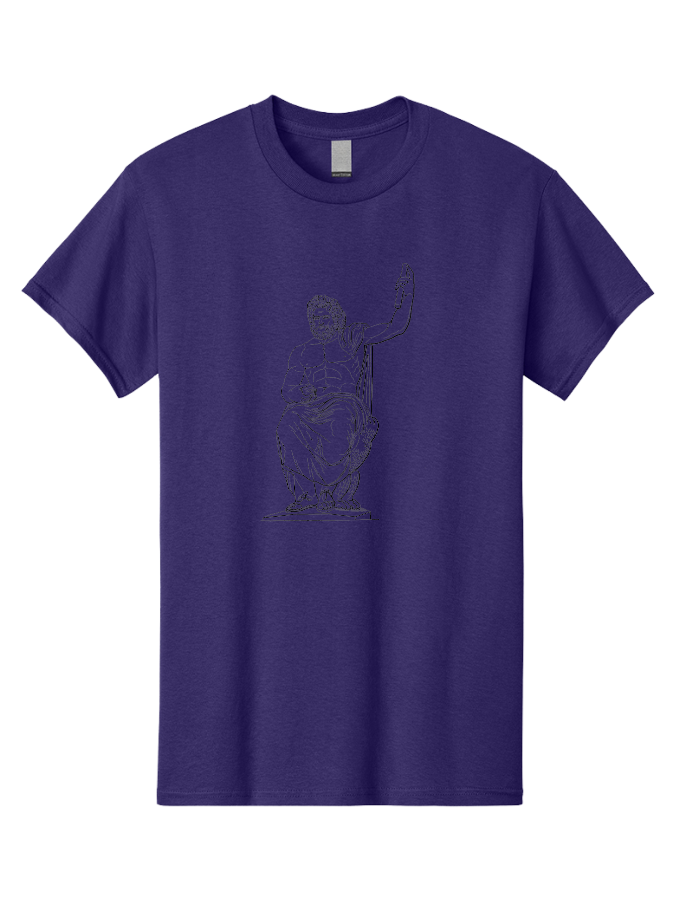 Classical-Greek-Statue Men'S Graphic Tee, 100% Cotton, Comfortable Casual Summer Wear, Machine Washable, Ancient Greek Philosopher, Socrates, Classical Figure, Seated Man, Raised Arm, Flowing Robes, Classical Art, Greek Philosophy, -  Aaa524