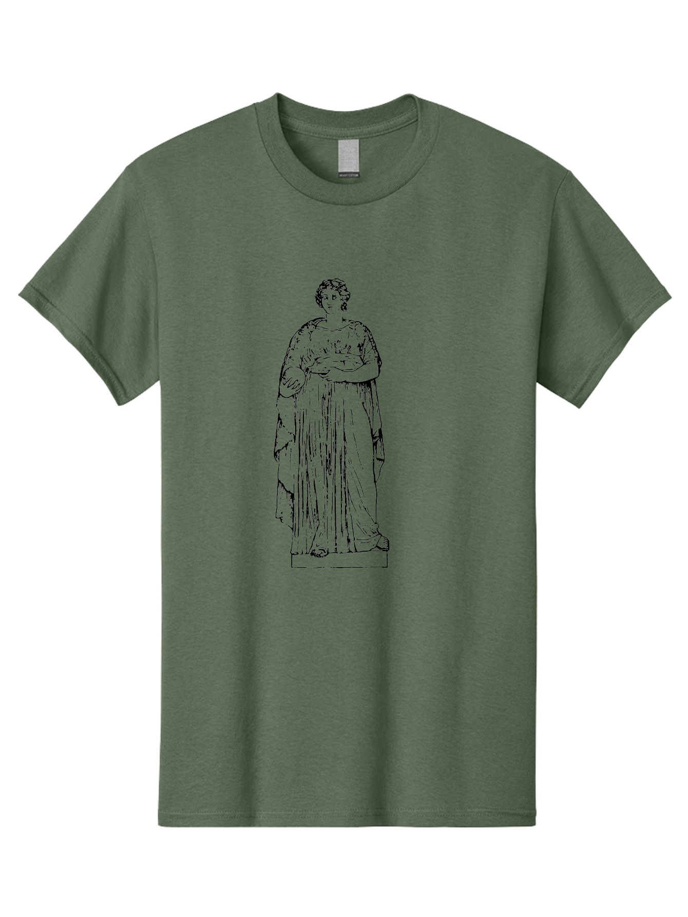 Classical-Statue-1 Men'S Graphic Tee, 100% Cotton, Comfortable Casual Summer Wear, Machine Washable, Classical Greek Statue, Woman In Toga, Flowing Robes, Elegant Lines, Draped Clothing, Serene Expression, Artistic Rendering, -  Aaa525