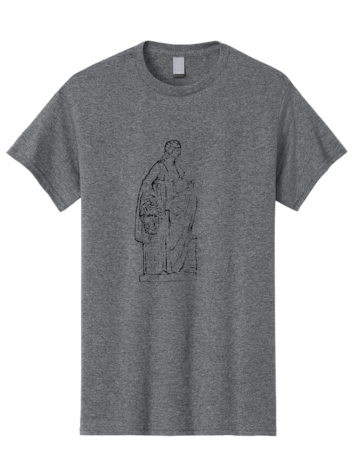 Classical-Statue Men'S Graphic Tee, 100% Cotton, Comfortable Casual Summer Wear, Machine Washable, Ancient Greek Statue, Classical Art, Female Figure, Flowing Robes, Ornate Details, Mythological Theme, Historical Significance, -  Aaa526
