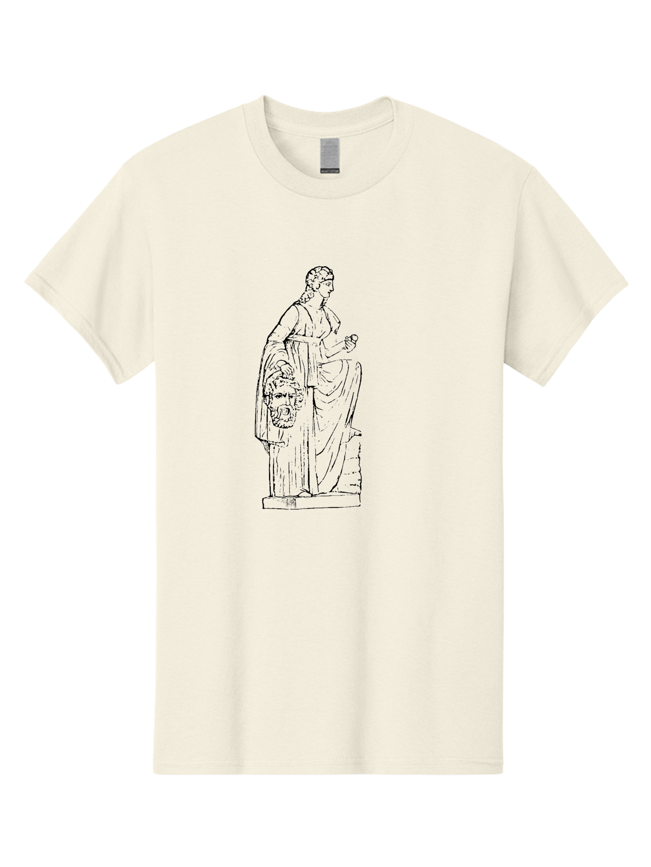 Classical-Statue Men'S Graphic Tee, 100% Cotton, Comfortable Casual Summer Wear, Machine Washable, Ancient Greek Statue, Classical Art, Female Figure, Flowing Robes, Ornate Details, Mythological Theme, Historical Significance, -  Aaa526