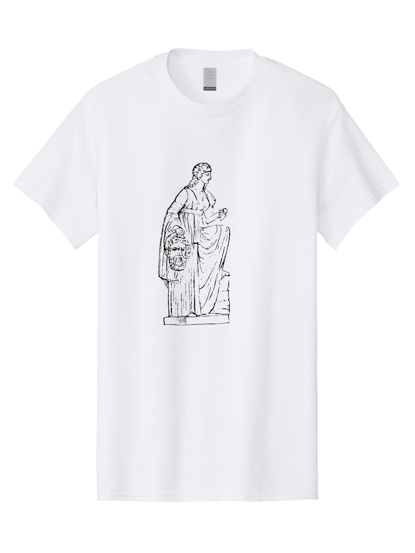 Classical-Statue Men'S Graphic Tee, 100% Cotton, Comfortable Casual Summer Wear, Machine Washable, Ancient Greek Statue, Classical Art, Female Figure, Flowing Robes, Ornate Details, Mythological Theme, Historical Significance, -  Aaa526