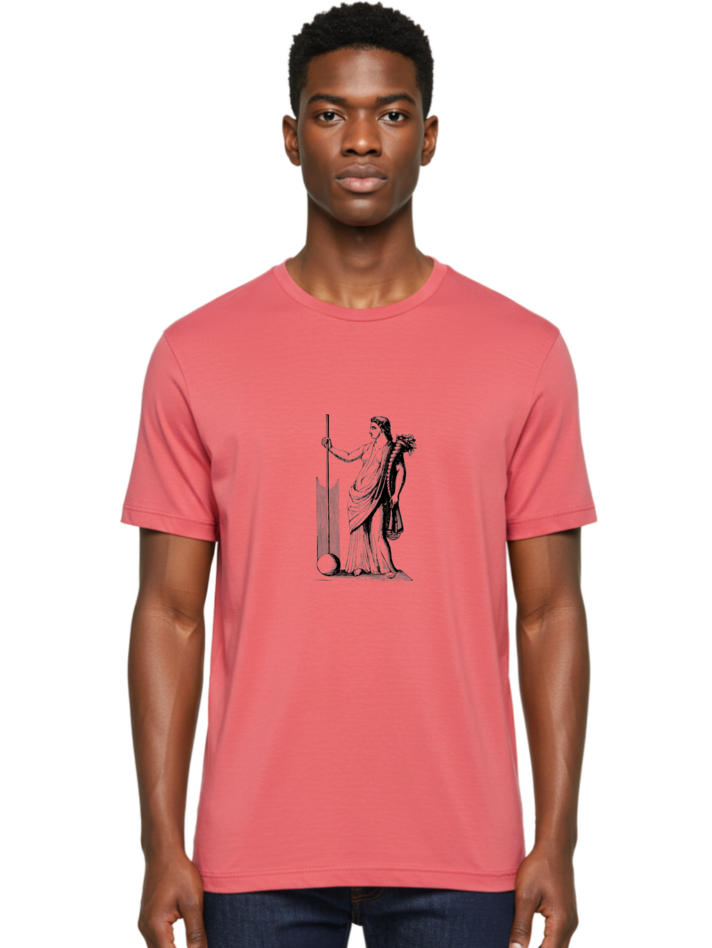 Classical-Woman Men'S Graphic Tee, 100% Cotton, Comfortable Casual Summer Wear, Machine Washable, Classical Figure, Flowing Robes, Holding Staff, Ornate Headdress, Classical Art, Historical Illustration, Regal Pose, Elegant Drapery, -  Aaa527