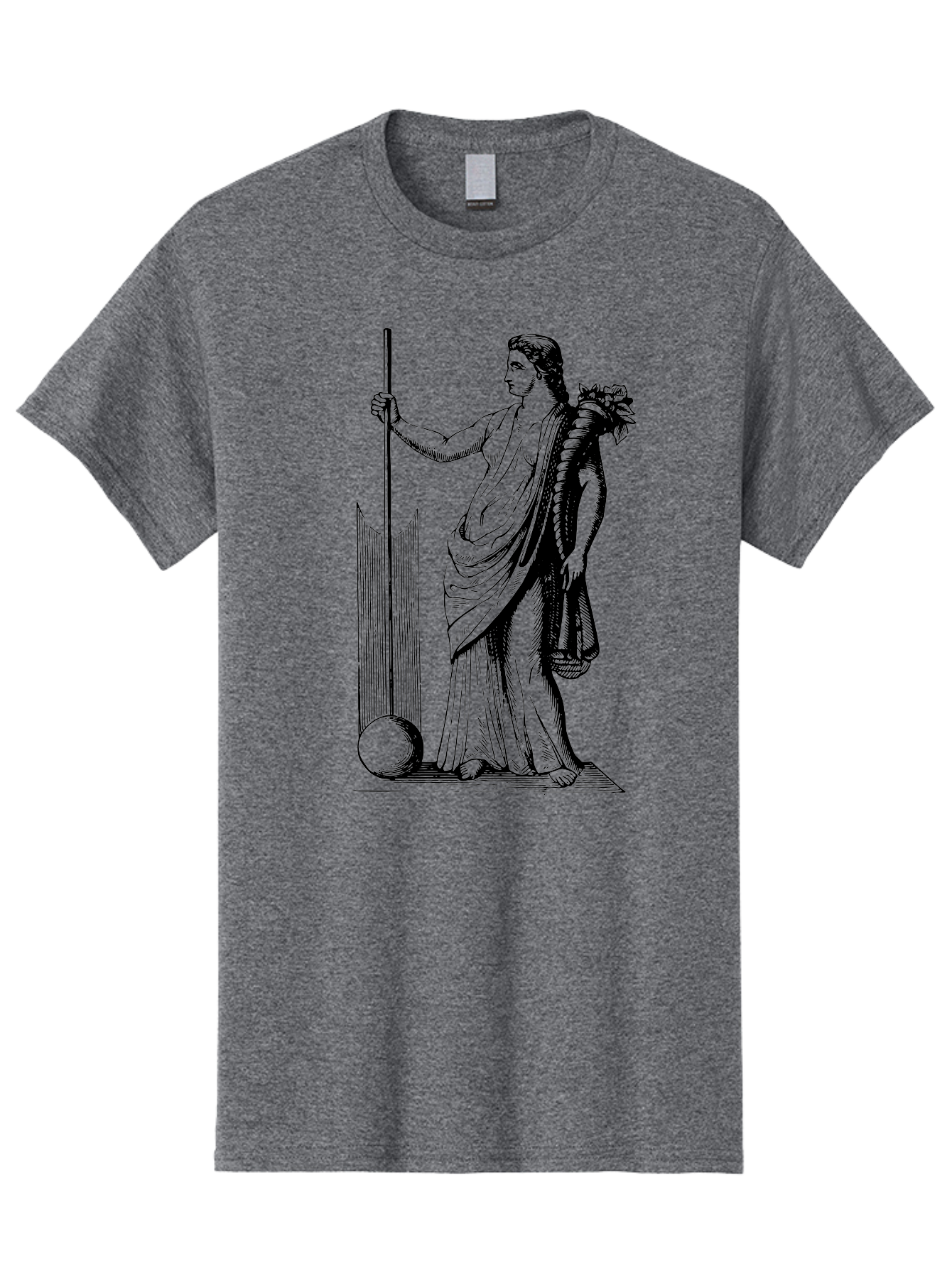 Classical-Woman Men'S Graphic Tee, 100% Cotton, Comfortable Casual Summer Wear, Machine Washable, Classical Figure, Flowing Robes, Holding Staff, Ornate Headdress, Classical Art, Historical Illustration, Regal Pose, Elegant Drapery, -  Aaa527
