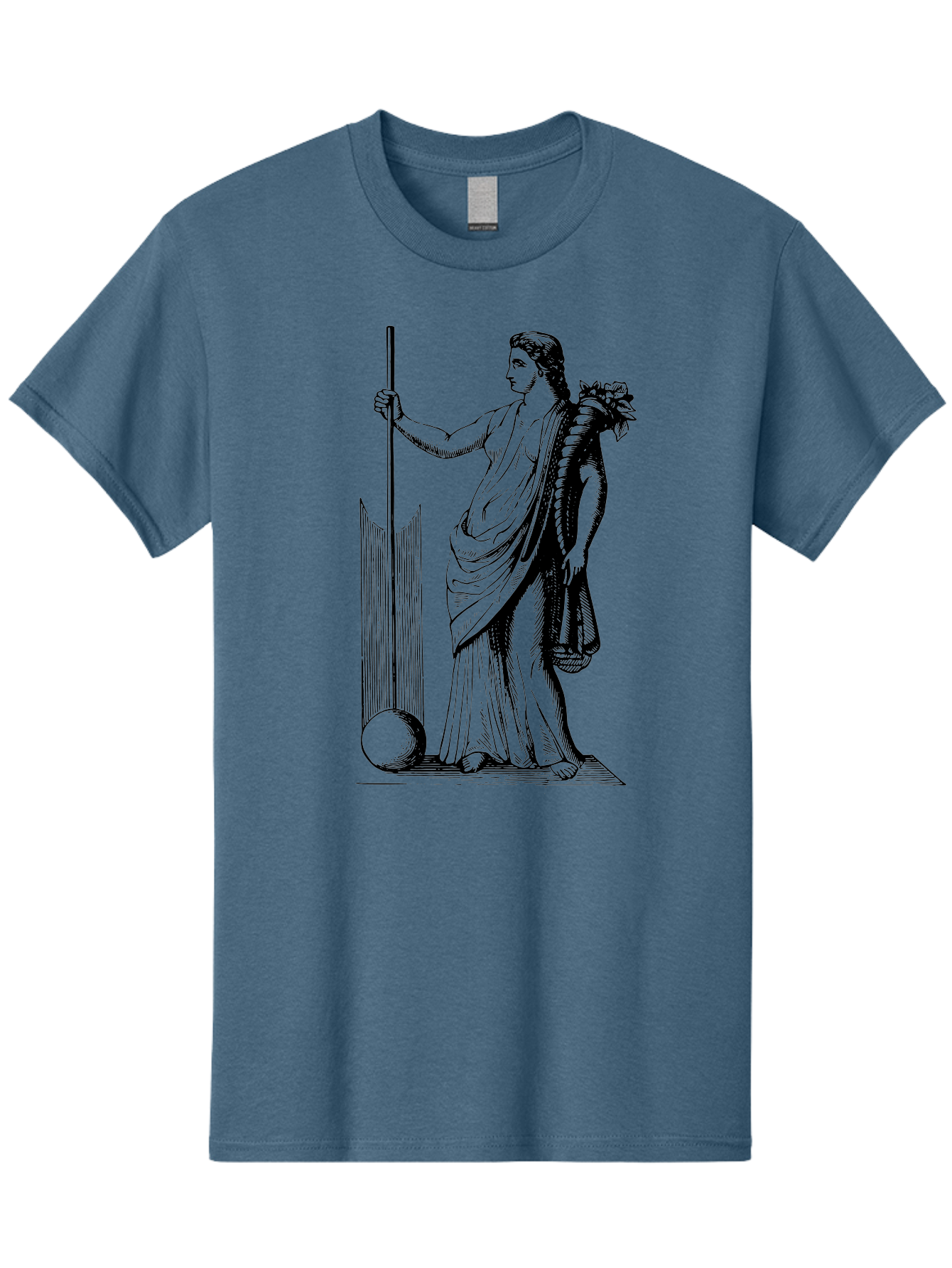 Classical-Woman Men'S Graphic Tee, 100% Cotton, Comfortable Casual Summer Wear, Machine Washable, Classical Figure, Flowing Robes, Holding Staff, Ornate Headdress, Classical Art, Historical Illustration, Regal Pose, Elegant Drapery, -  Aaa527