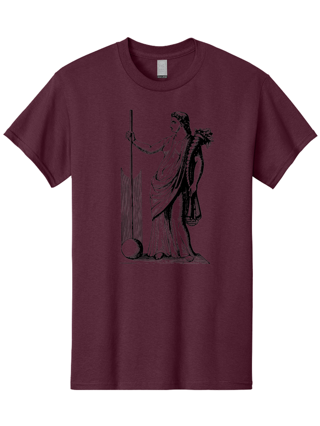 Classical-Woman Men'S Graphic Tee, 100% Cotton, Comfortable Casual Summer Wear, Machine Washable, Classical Figure, Flowing Robes, Holding Staff, Ornate Headdress, Classical Art, Historical Illustration, Regal Pose, Elegant Drapery, -  Aaa527