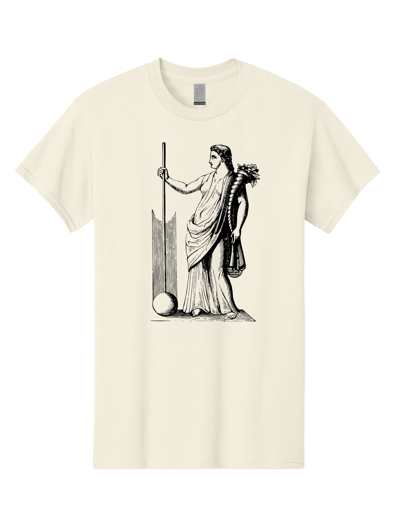 Classical-Woman Men'S Graphic Tee, 100% Cotton, Comfortable Casual Summer Wear, Machine Washable, Classical Figure, Flowing Robes, Holding Staff, Ornate Headdress, Classical Art, Historical Illustration, Regal Pose, Elegant Drapery, -  Aaa527