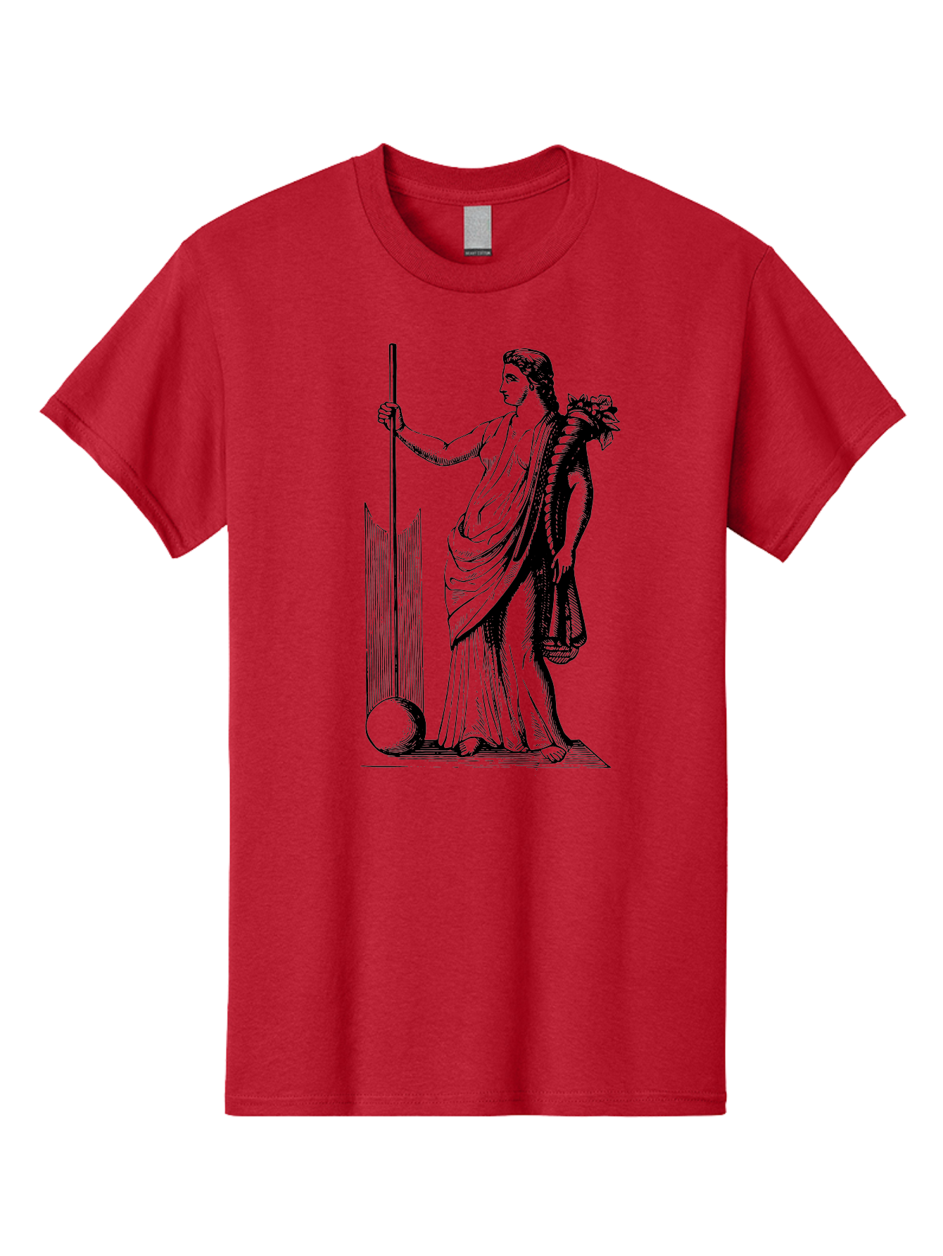 Classical-Woman Men'S Graphic Tee, 100% Cotton, Comfortable Casual Summer Wear, Machine Washable, Classical Figure, Flowing Robes, Holding Staff, Ornate Headdress, Classical Art, Historical Illustration, Regal Pose, Elegant Drapery, -  Aaa527