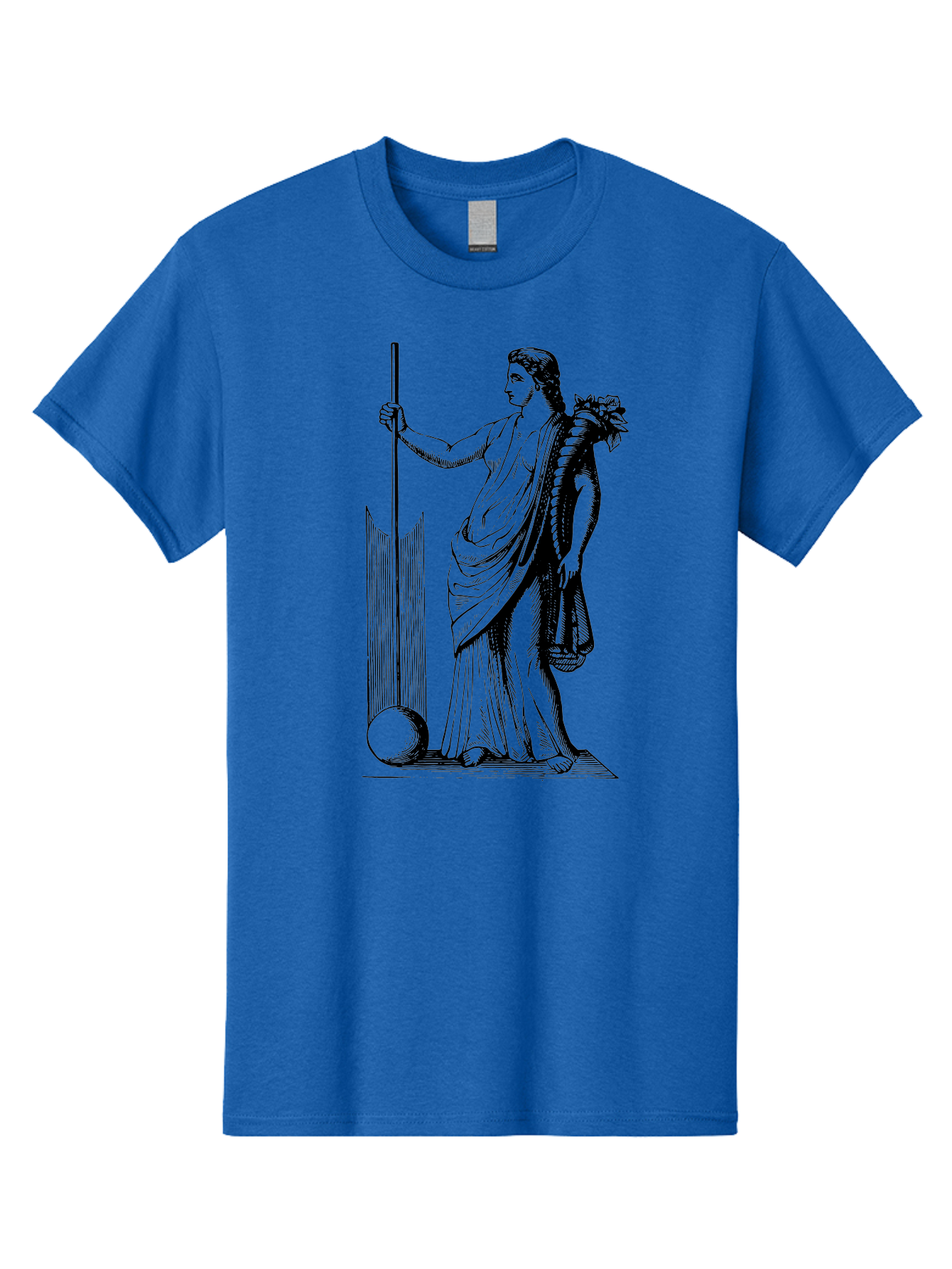 Classical-Woman Men'S Graphic Tee, 100% Cotton, Comfortable Casual Summer Wear, Machine Washable, Classical Figure, Flowing Robes, Holding Staff, Ornate Headdress, Classical Art, Historical Illustration, Regal Pose, Elegant Drapery, -  Aaa527