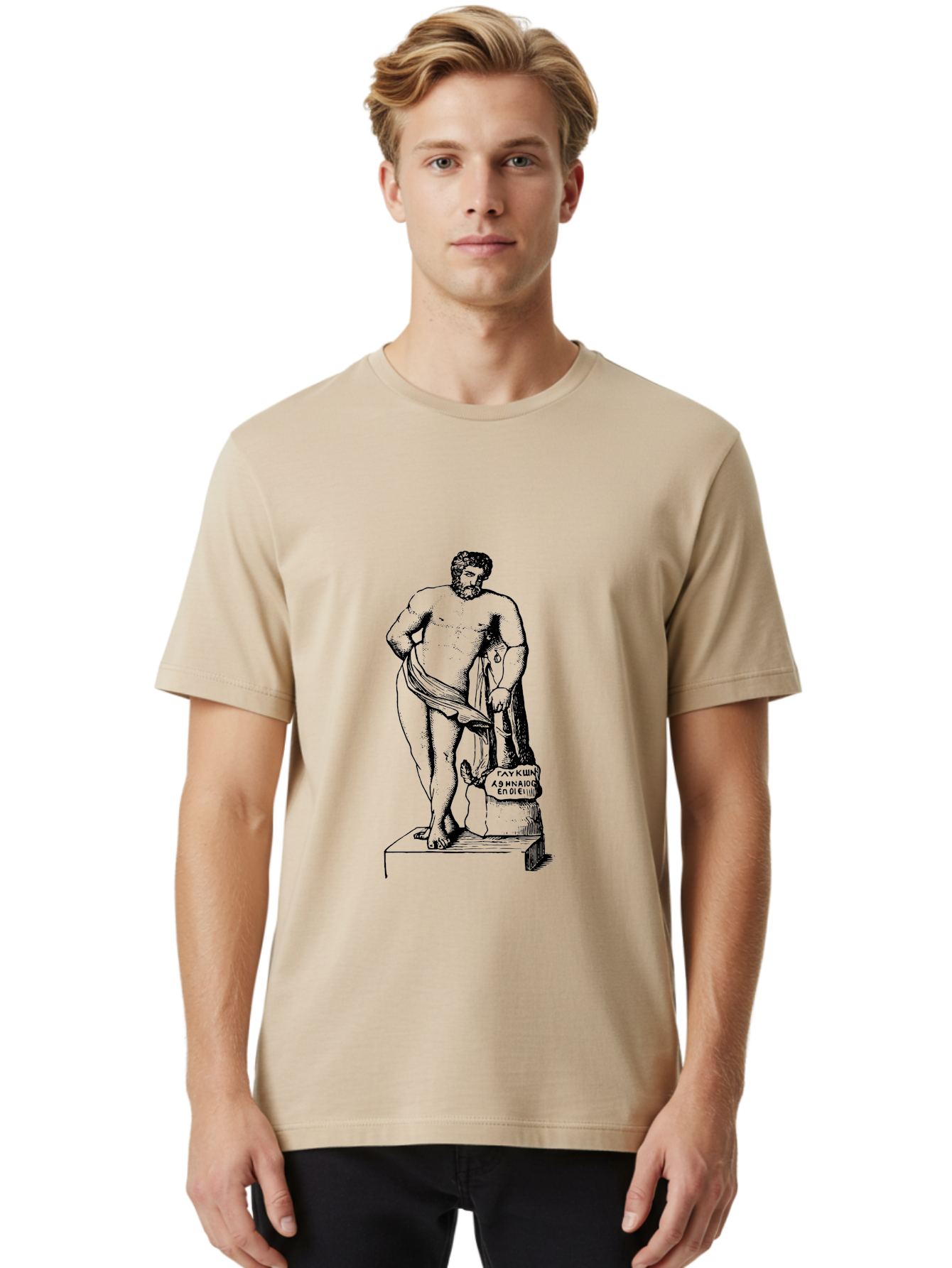 Diogenes Men'S Graphic Tee, 100% Cotton, Comfortable Casual Summer Wear, Machine Washable, Classical Statue, Ancient Greek Art, Marble Sculpture, Nude Male Figure, Patre Et Matre, Historical Landmark, Cultural Heritage, -  Aaa530