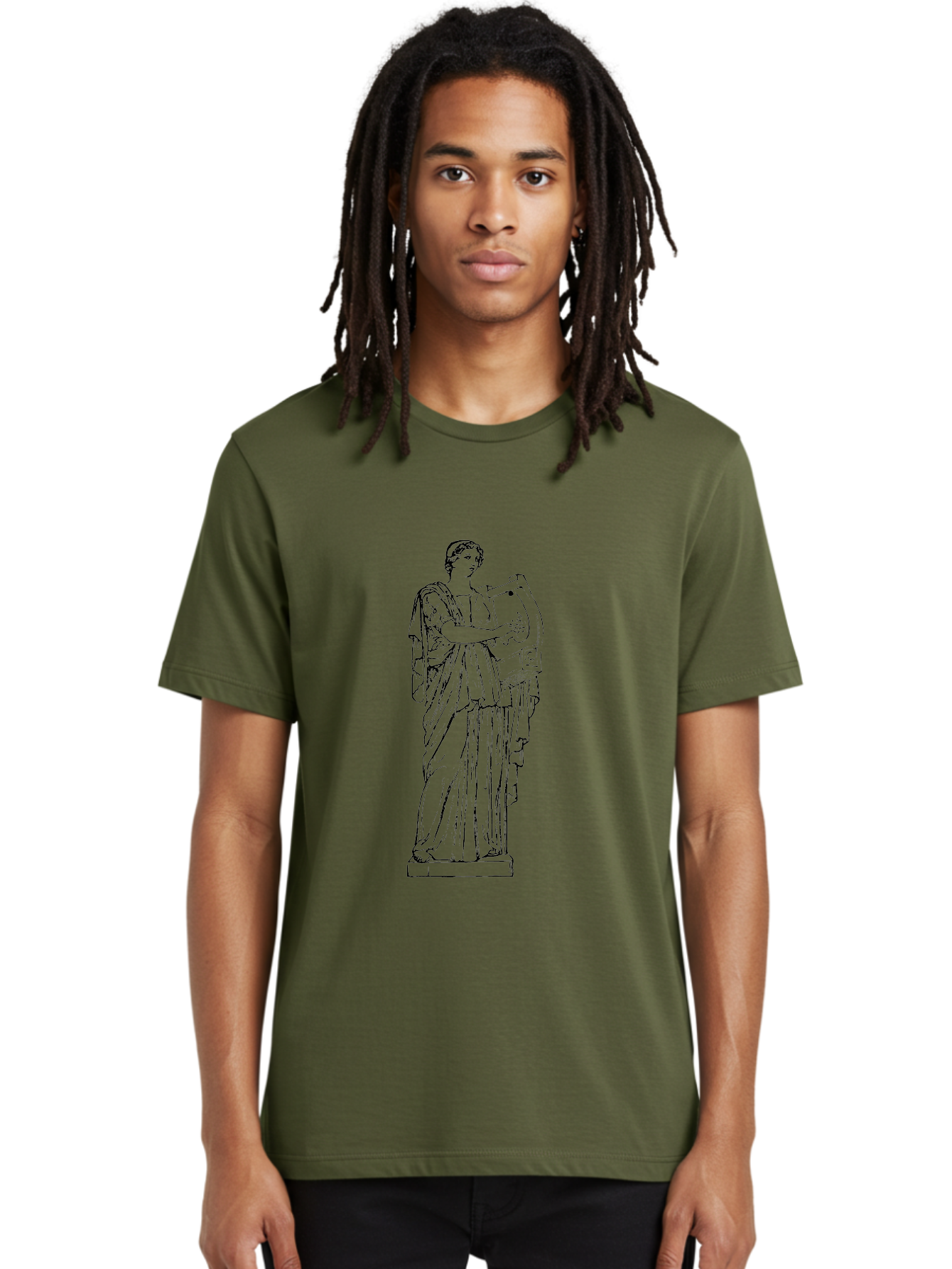 Greek-Statue Men'S Graphic Tee, 100% Cotton, Comfortable Casual Summer Wear, Machine Washable, Clio, Muse Of History, Ancient Greek Mythology, Historical Figure, Female Statue, Classical Art, Sculpture, Historical Significance, -  Aaa540