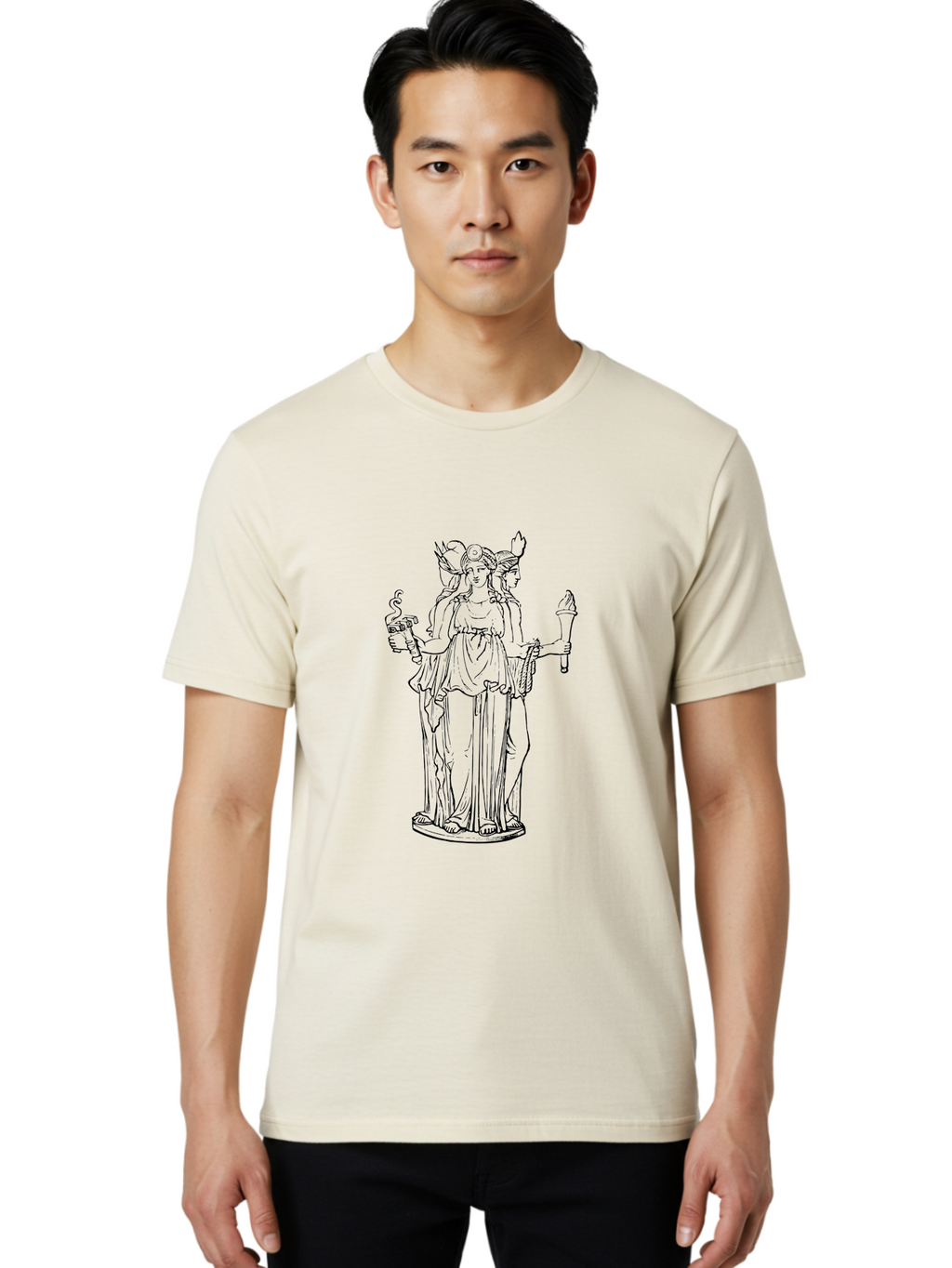 Hecate Men'S Graphic Tee, 100% Cotton, Comfortable Casual Summer Wear, Machine Washable, Hecate Goddess, Greek Mythology, Triple Goddess, Magical Powers, Witches' Patron, Mysticism, Occult, Ancient Deities, Feminine Power, Divine Feminine -  Aaa542
