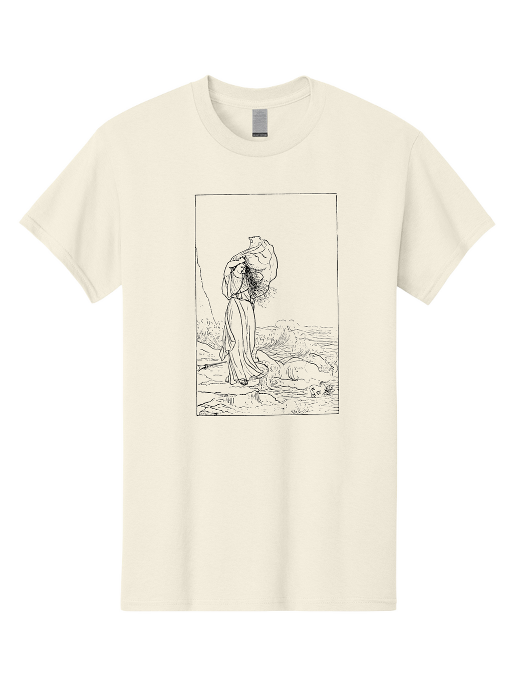 Man-With-Bundle Men'S Graphic Tee, 100% Cotton, Comfortable Casual Summer Wear, Machine Washable, Man With Fishing Net, Fishing Industry, Traditional Fishing Methods, Serene Landscape, Peaceful Atmosphere, Outdoor Scenery, Rustic Charm -  Aaa549