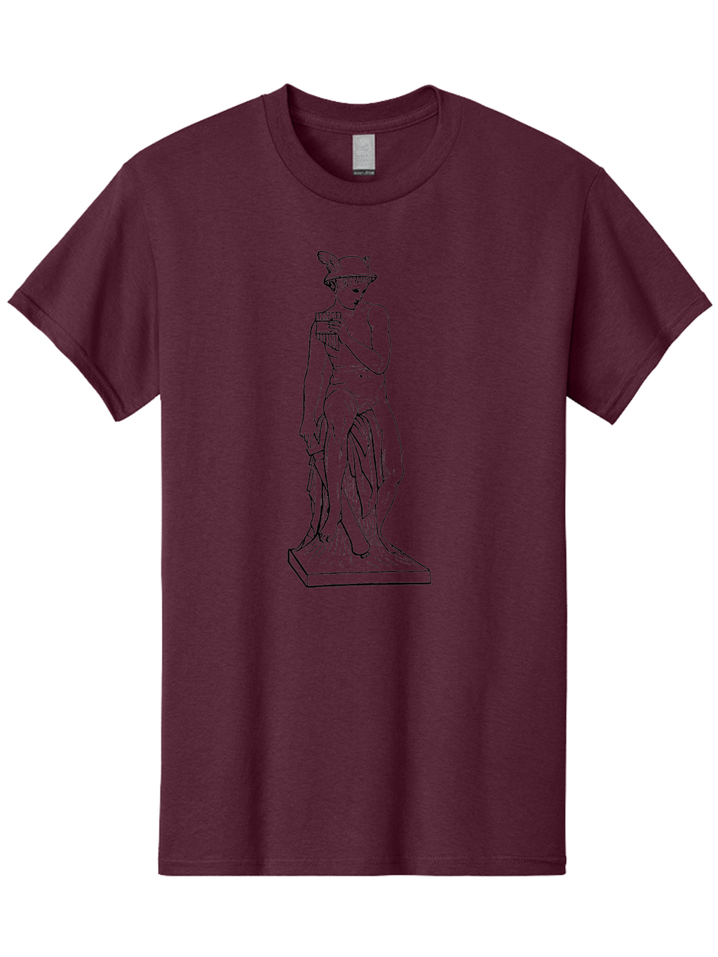 Mercury-Statue Men'S Graphic Tee, 100% Cotton, Comfortable Casual Summer Wear, Machine Washable, Classical Greek Statue, Male Figure, Draped Clothing, Mythological Symbol, Ancient Art, Greek God, Symbolic Representation, Cultural Heritage, -  Aaa551