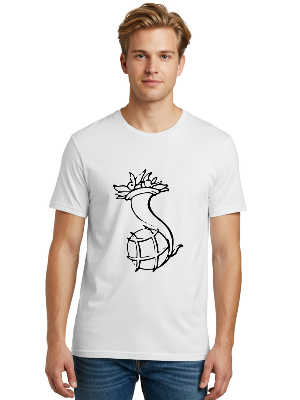 Pineapple-Grenade Men'S Graphic Tee, 100% Cotton, Comfortable Casual Summer Wear, Machine Washable, Pineapple Grenade, Cartoon Illustration, Simple Line Art, Fruit And Warfare, Humorous Design, Playful Twist, Comical Art -  Aaa556