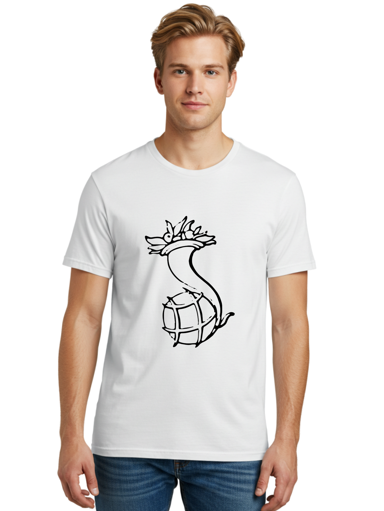 Pineapple-Grenade Men'S Graphic Tee, 100% Cotton, Comfortable Casual Summer Wear, Machine Washable, Pineapple Grenade, Cartoon Illustration, Simple Line Art, Fruit And Warfare, Humorous Design, Playful Twist, Comical Art -  Aaa556