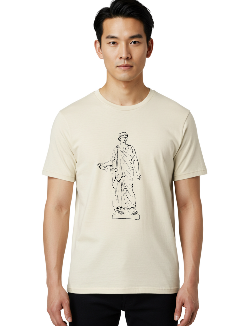 Roman-Statue Men'S Graphic Tee, 100% Cotton, Comfortable Casual Summer Wear, Machine Washable, Roman Statue, Classical Art, Marble Sculpture, Ancient Roman, Roman Toga, Historical Figure, Roman Architecture, Cultural Heritage, -  Aaa559