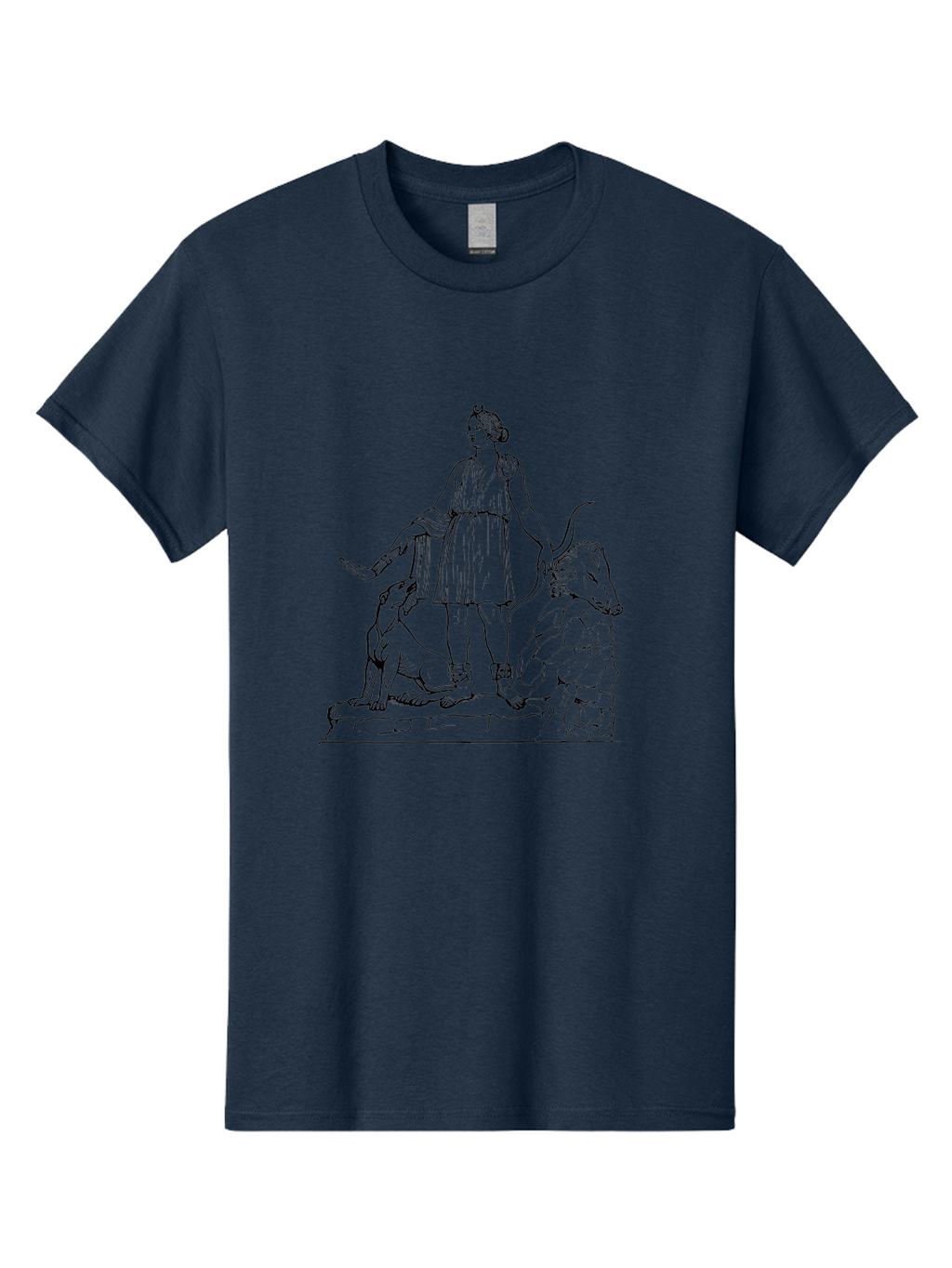 Shepherd-With-Dog-And-Sheep Men'S Graphic Tee, 100% Cotton, Comfortable Casual Summer Wear, Machine Washable, Shepherd With Dog And Sheep, Pastoral Scene, Idyllic Landscape, Rural Life, Ancient Greek Attire, Simple Line Art, Rustic Charm -  Aaa561