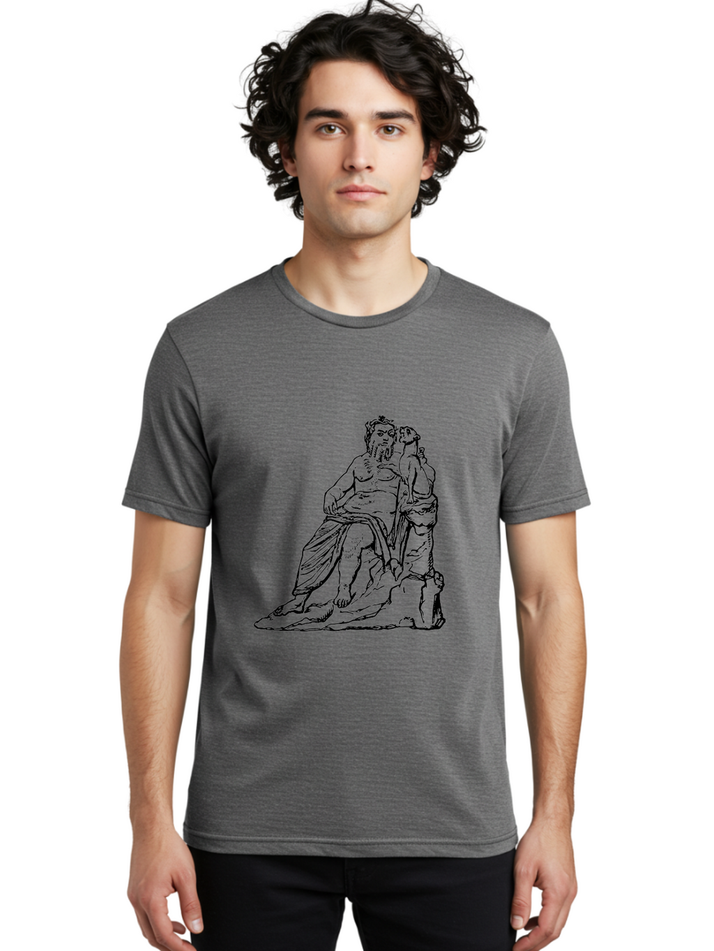 Socrates-And-Young-Man Men'S Graphic Tee, 100% Cotton, Comfortable Casual Summer Wear, Machine Washable, Socrates, Philosopher, Ancient Greek, Classical Art, Black And White Illustration, Socratic Method, Wisdom, Bearded Man, -  Aaa562