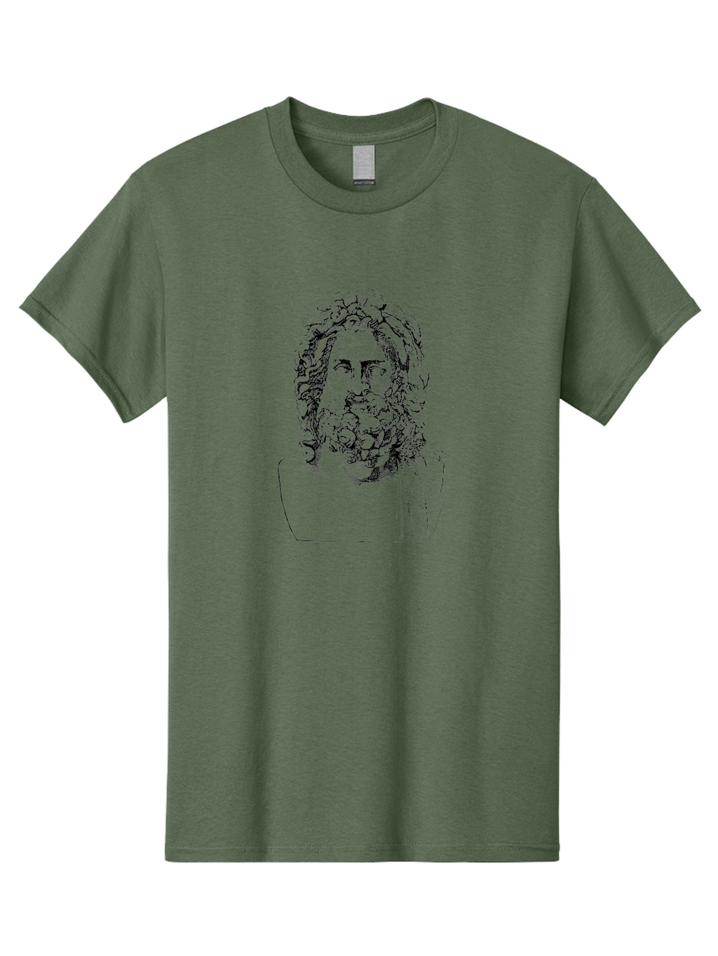 Socrates Men'S Graphic Tee, 100% Cotton, Comfortable Casual Summer Wear, Machine Washable, Classical Statue, Ancient Greek Poet, Beard And Long Hair, Detailed Bust, Artistic Representation, Historic Figure, Literary Icon, Neoclassical Art -  Aaa563