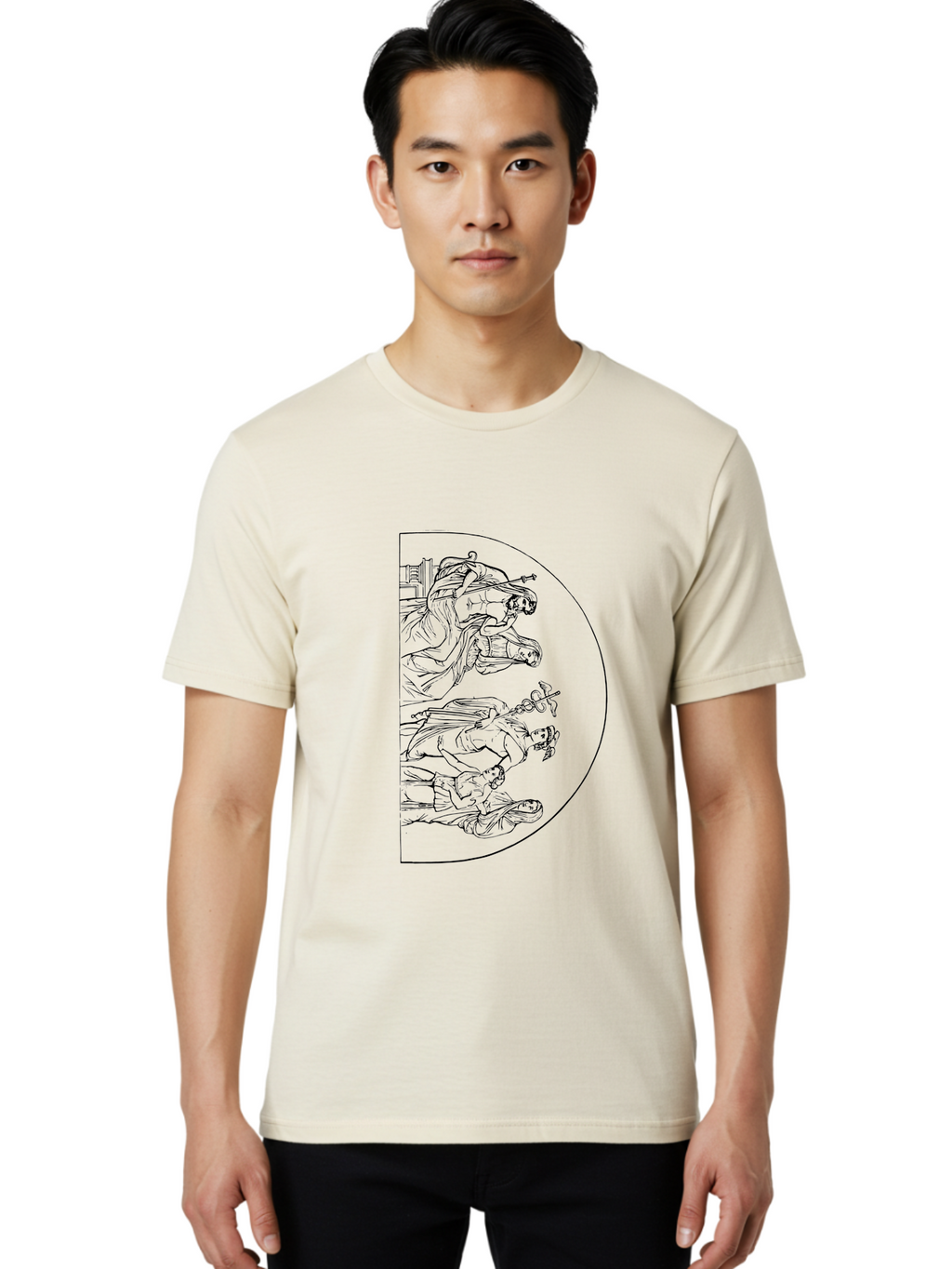 Three-Horsemen Men'S Graphic Tee, 100% Cotton, Comfortable Casual Summer Wear, Machine Washable, Pac-Man Ghost Character, Classic Arcade Game, Video Game Nostalgia, Retro Gaming, Iconic Characters, Gaming Culture, Pop Culture Icon, -  Aaa568