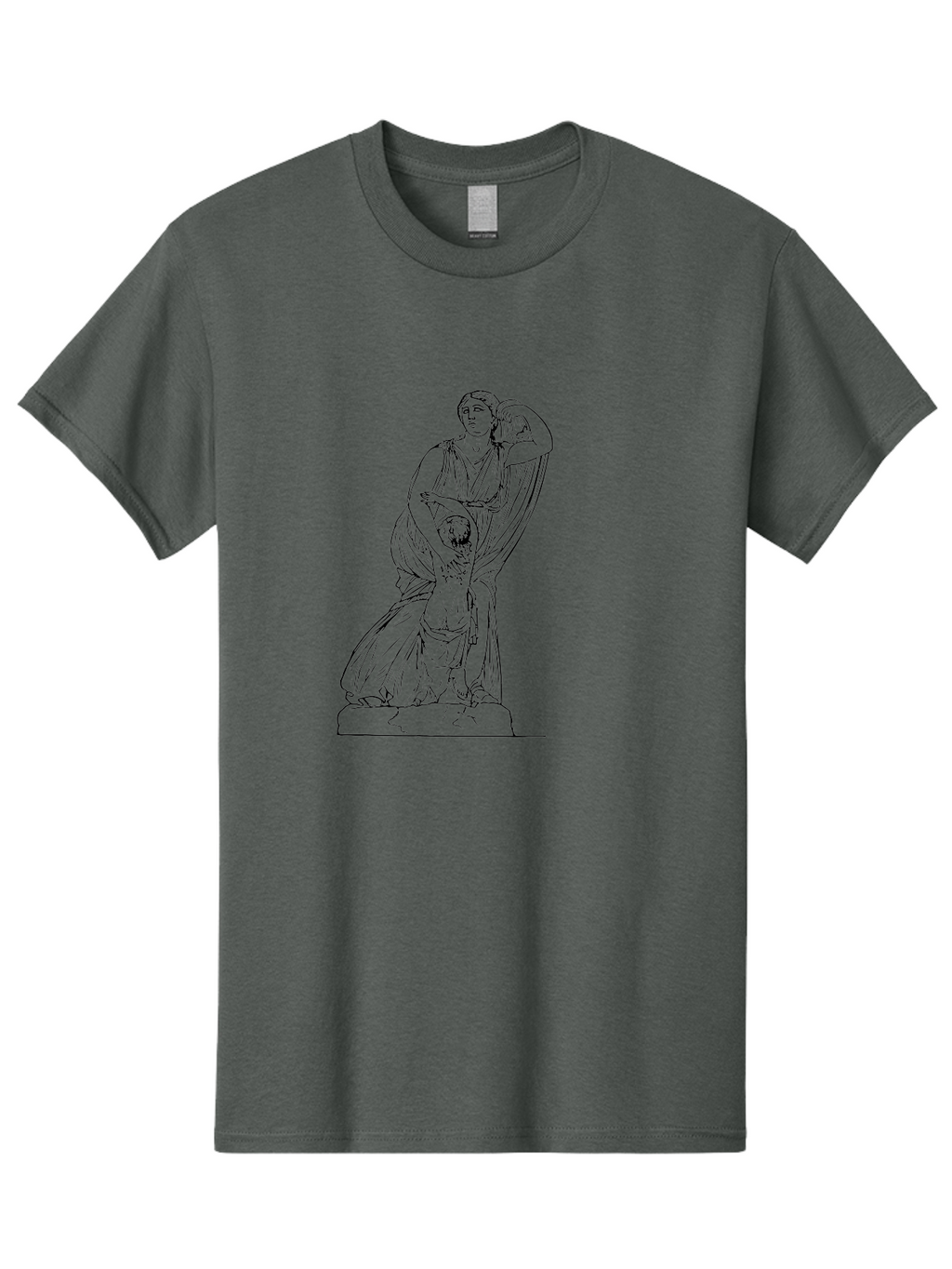 Woman-And-Child-Statue Men'S Graphic Tee, 100% Cotton, Comfortable Casual Summer Wear, Machine Washable, Statue Of A Woman, Classical Art, Greek Or Roman Sculpture, Mother And Child, Flowing Robes, Serene Expression, Iconic Artwork, -  Aaa572