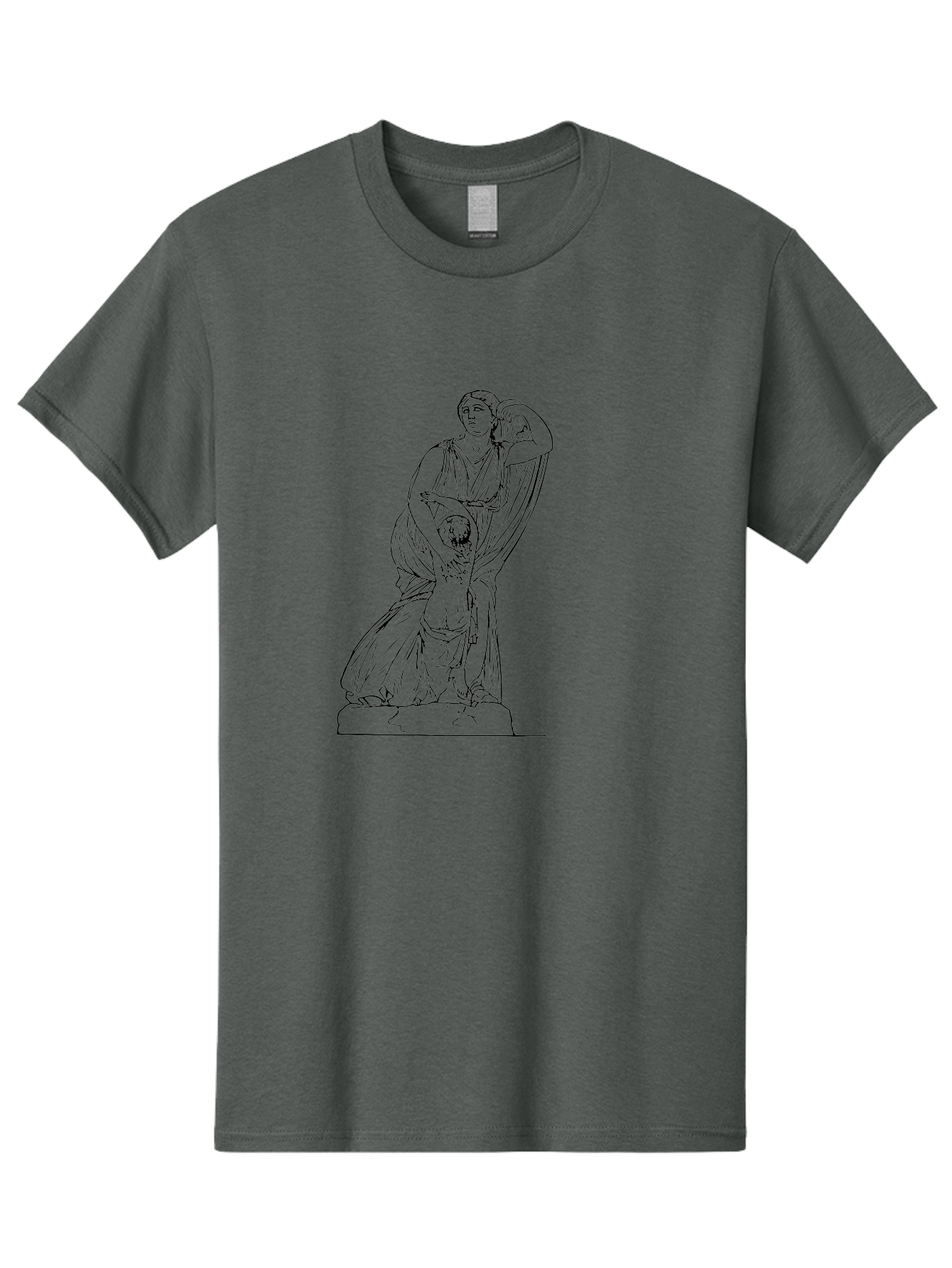 Woman-And-Child-Statue Men'S Graphic Tee, 100% Cotton, Comfortable Casual Summer Wear, Machine Washable, Statue Of A Woman, Classical Art, Greek Or Roman Sculpture, Mother And Child, Flowing Robes, Serene Expression, Iconic Artwork, -  Aaa572