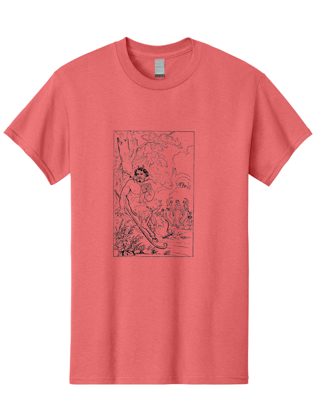 Woman-Hammock Men'S Graphic Tee, 100% Cotton, Comfortable Casual Summer Wear, Machine Washable, Satyrs In Forest, Mythological Creatures, Ancient Greek Mythology, Lush Foliage, Natural Scenery, Idyllic Setting, Folklore, Woodland Nymphs, -  Aaa573