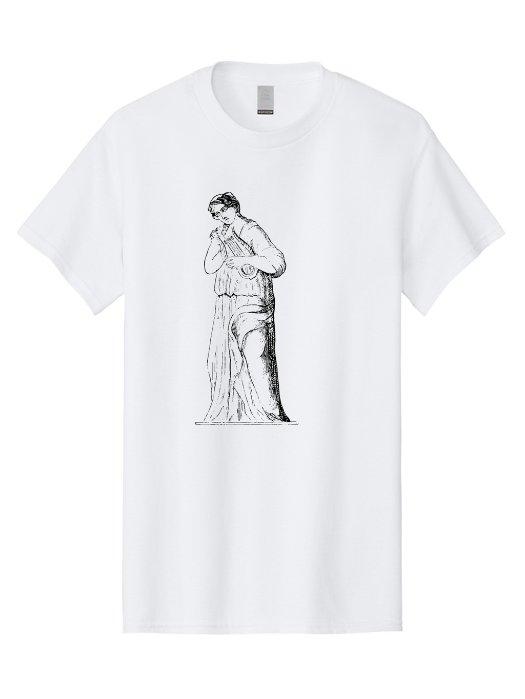 Woman-Playing-Lyre Men'S Graphic Tee, 100% Cotton, Comfortable Casual Summer Wear, Machine Washable, Classical Illustration, Ancient Greek Music, Female Musician, Lyre Player, Artistic Expression, Cultural Heritage, Historical Art, -  Aaa574