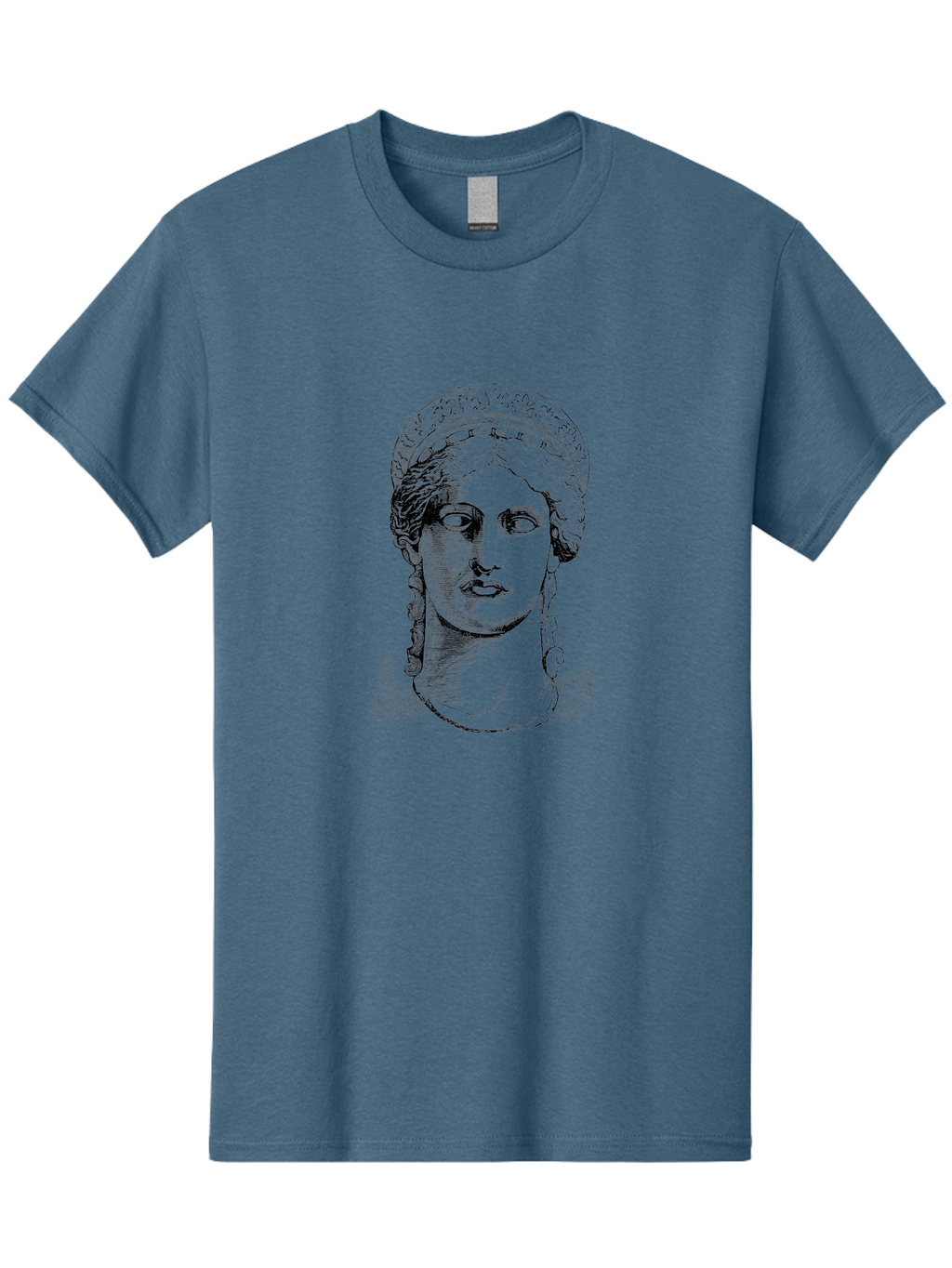 Woman-Portrait Men'S Graphic Tee, 100% Cotton, Comfortable Casual Summer Wear, Machine Washable, Classical Art, Ancient Greek Mythology, Marble Bust, Goddess Statue, Serene Face, Elegant Portrait, Intricate Details, Classical Beauty, -  Aaa575