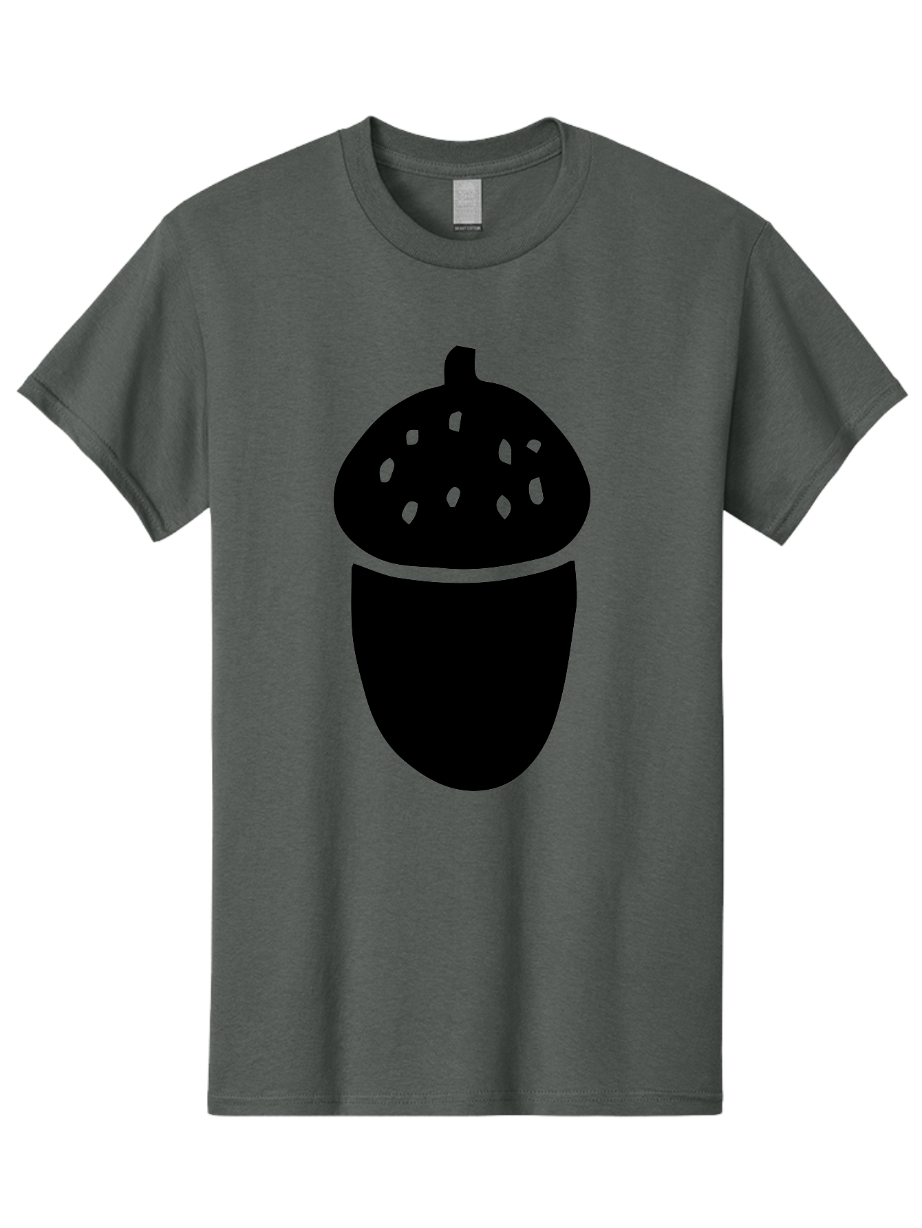 Acorn-Silhouette Men'S Graphic Tee, 100% Cotton, Comfortable Casual Summer Wear, Machine Washable, Acorn Silhouette, Oak Tree Symbol, Forest Icon, Nature Emblem, Autumn Motif, Wildlife Sign, Black Acorn -  Aaa578