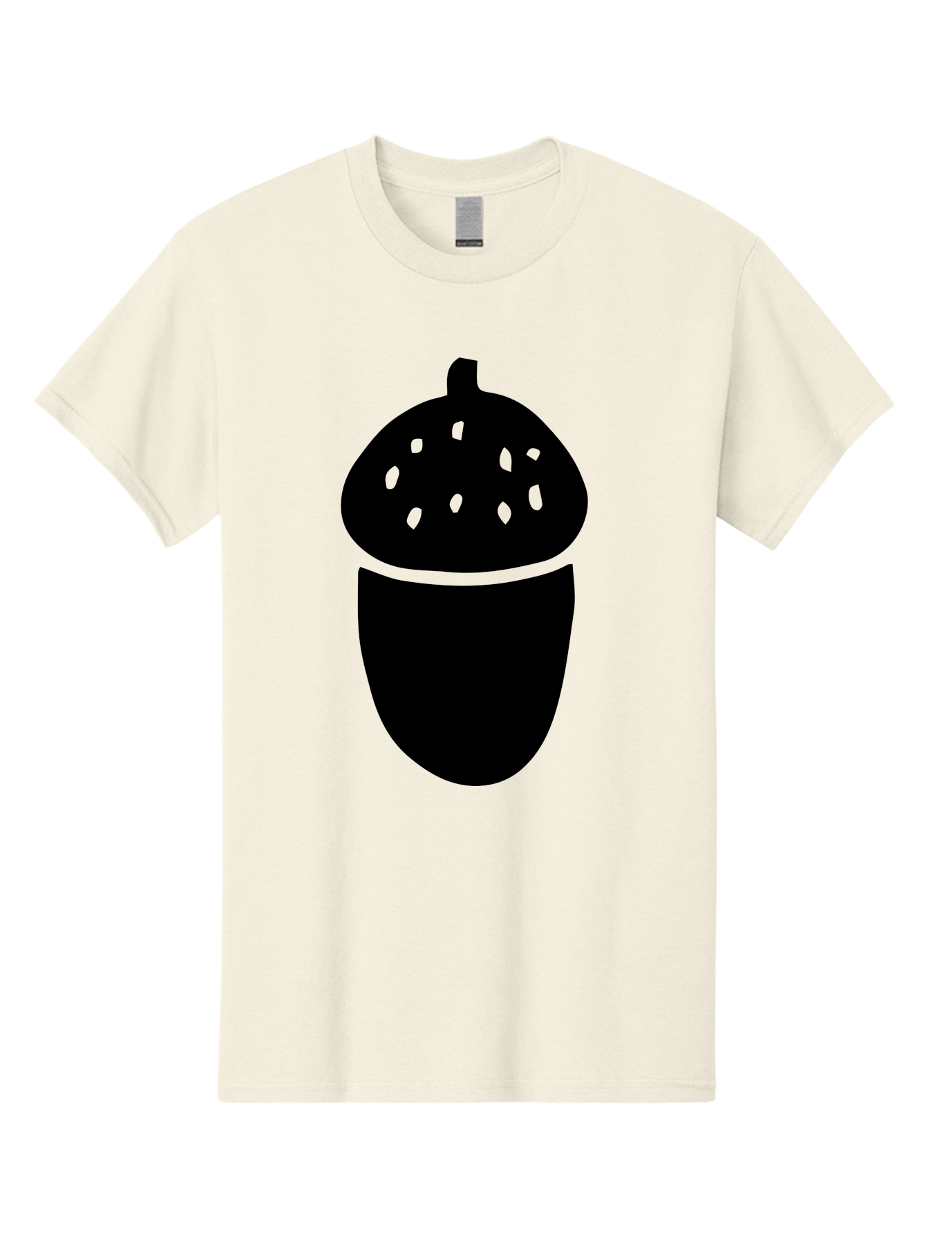 Acorn-Silhouette Men'S Graphic Tee, 100% Cotton, Comfortable Casual Summer Wear, Machine Washable, Acorn Silhouette, Oak Tree Symbol, Forest Icon, Nature Emblem, Autumn Motif, Wildlife Sign, Black Acorn -  Aaa578