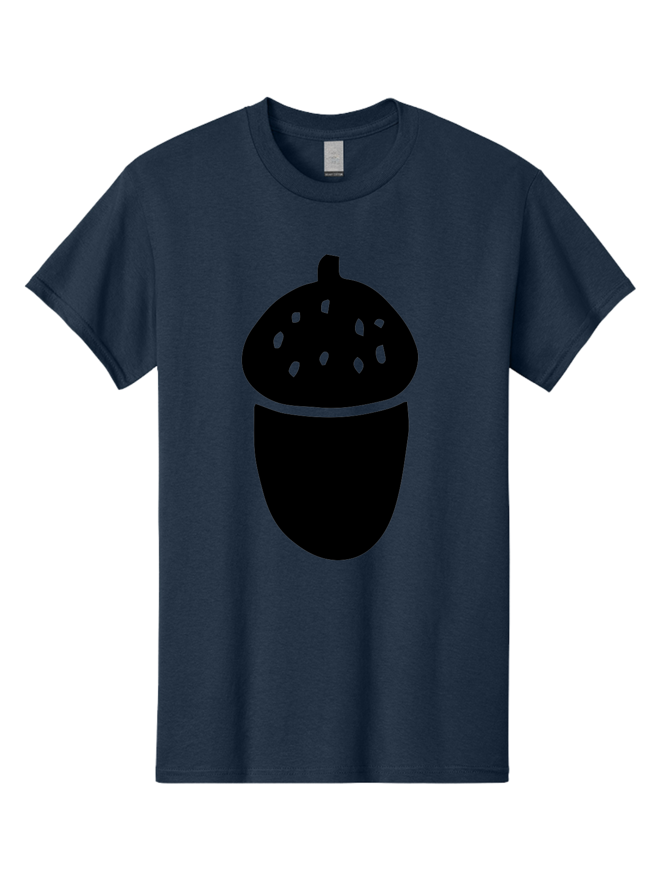 Acorn-Silhouette Men'S Graphic Tee, 100% Cotton, Comfortable Casual Summer Wear, Machine Washable, Acorn Silhouette, Oak Tree Symbol, Forest Icon, Nature Emblem, Autumn Motif, Wildlife Sign, Black Acorn -  Aaa578