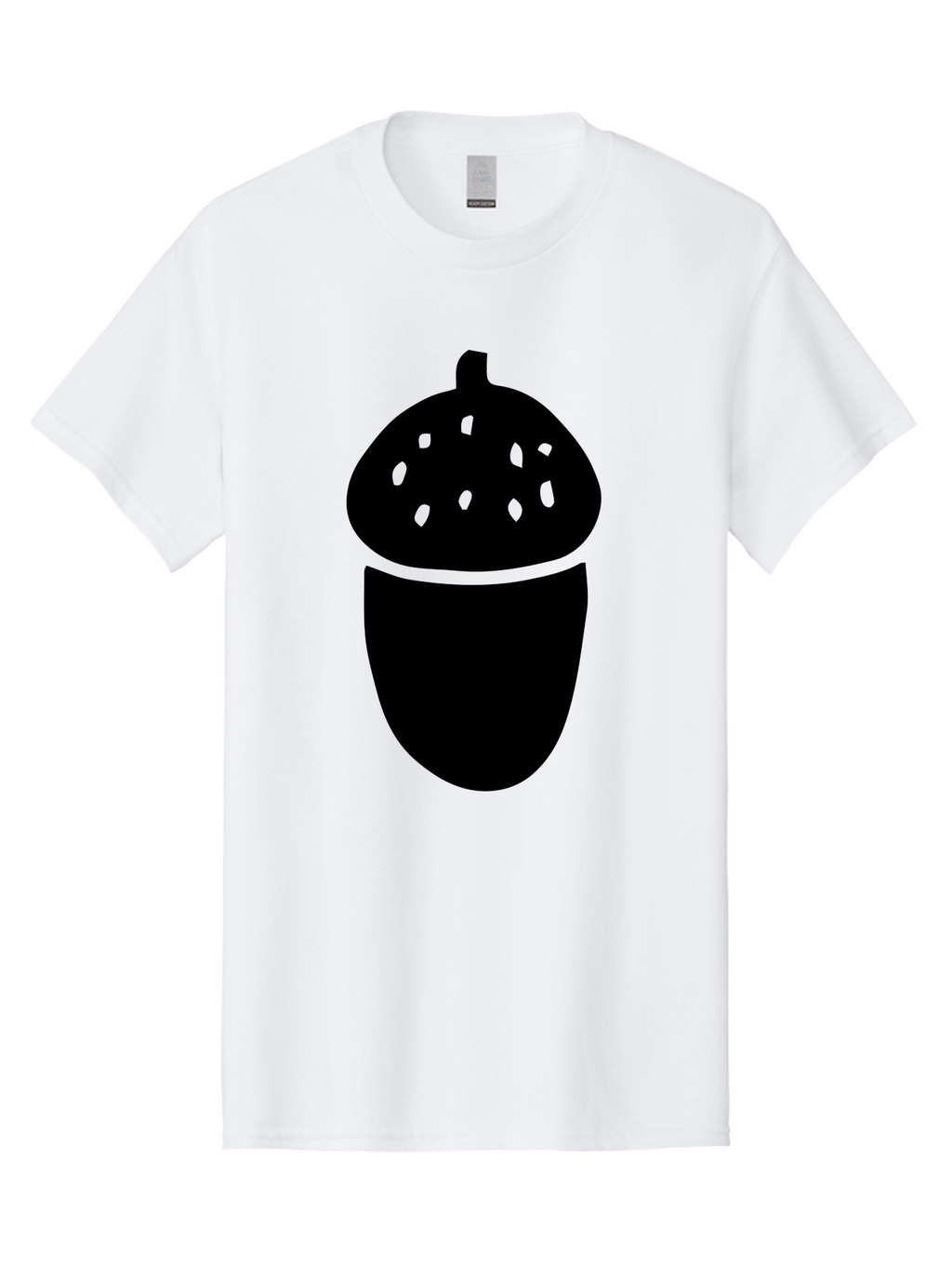 Acorn-Silhouette Men'S Graphic Tee, 100% Cotton, Comfortable Casual Summer Wear, Machine Washable, Acorn Silhouette, Oak Tree Symbol, Forest Icon, Nature Emblem, Autumn Motif, Wildlife Sign, Black Acorn -  Aaa578