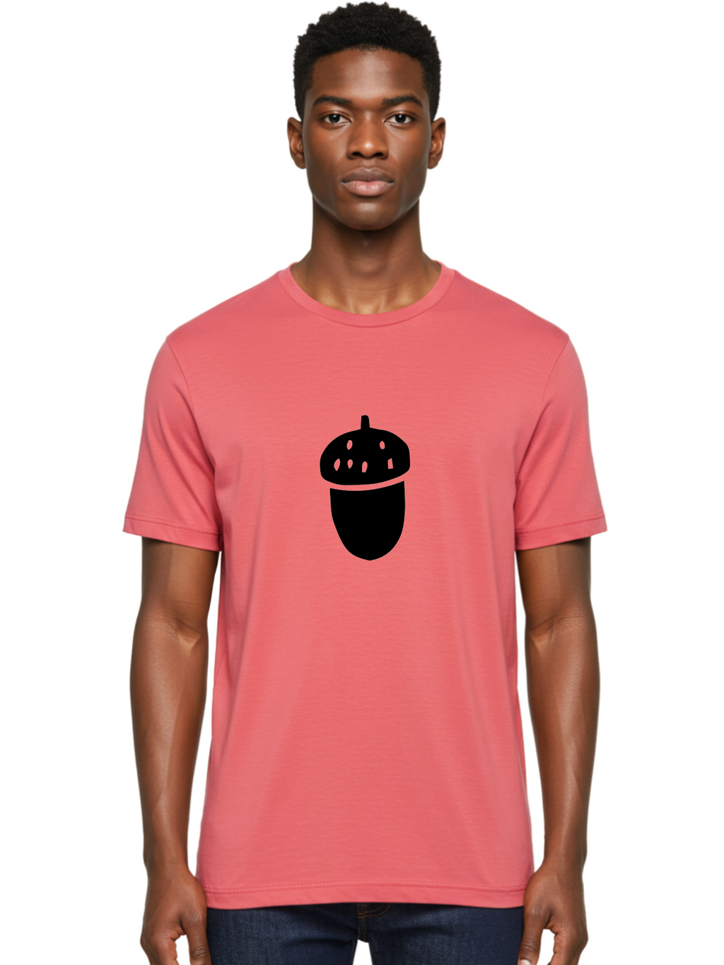 Acorn Men'S Graphic Tee, 100% Cotton, Comfortable Casual Summer Wear, Machine Washable, Acorn Silhouette, Oak Tree Symbol, Forest Icon, Nature Emblem, Earthy Design, Simple Graphics, Minimalist Art -  Aaa579