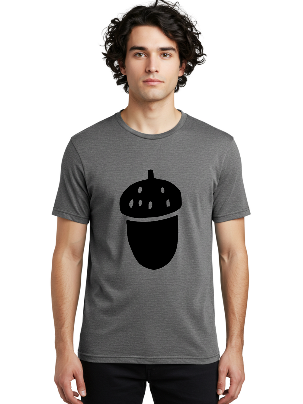 Acorn Men'S Graphic Tee, 100% Cotton, Comfortable Casual Summer Wear, Machine Washable, Acorn Silhouette, Oak Tree Symbol, Forest Icon, Nature Emblem, Earthy Design, Simple Graphics, Minimalist Art -  Aaa579
