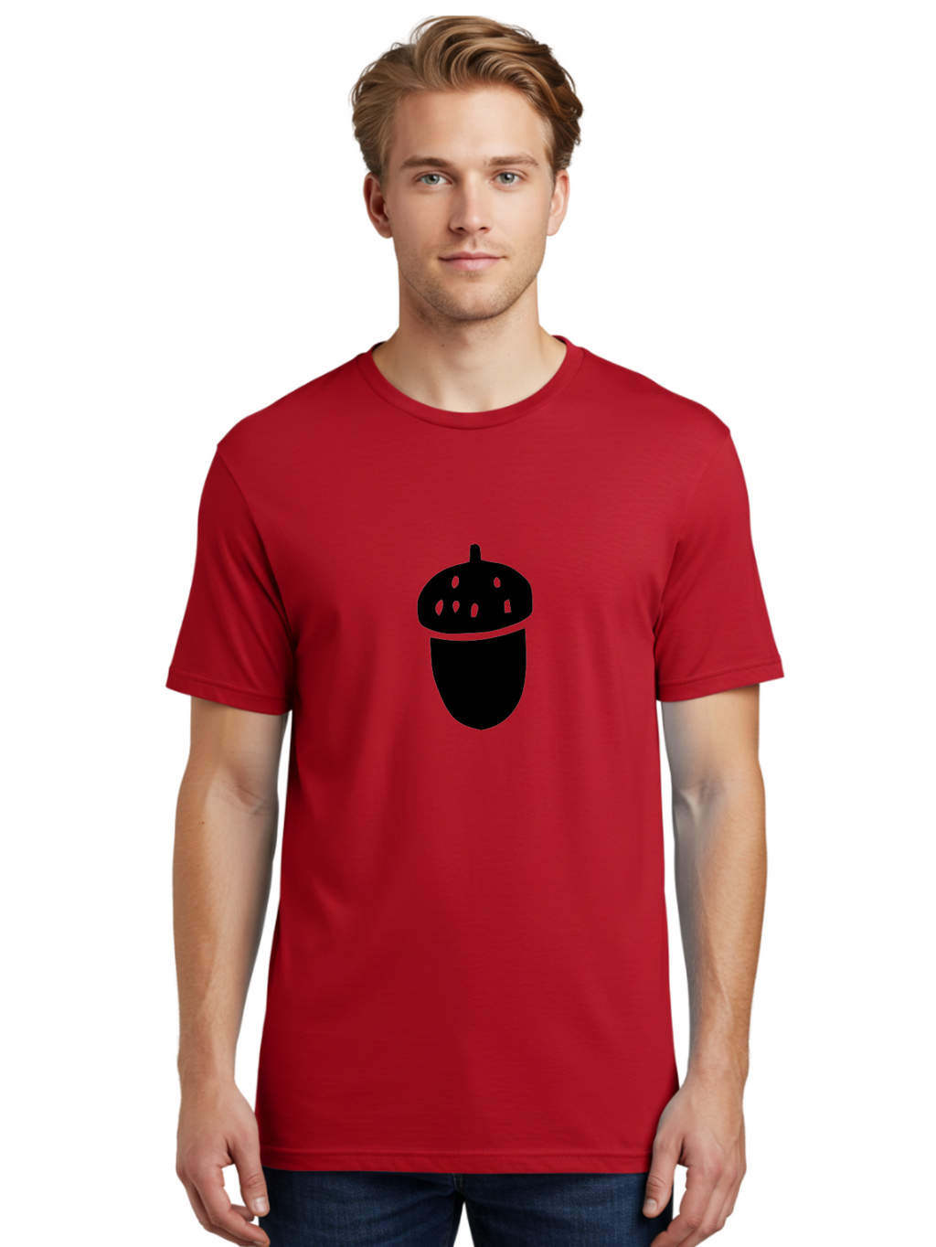 Acorn Men'S Graphic Tee, 100% Cotton, Comfortable Casual Summer Wear, Machine Washable, Acorn Silhouette, Oak Tree Symbol, Forest Icon, Nature Emblem, Earthy Design, Simple Graphics, Minimalist Art -  Aaa579