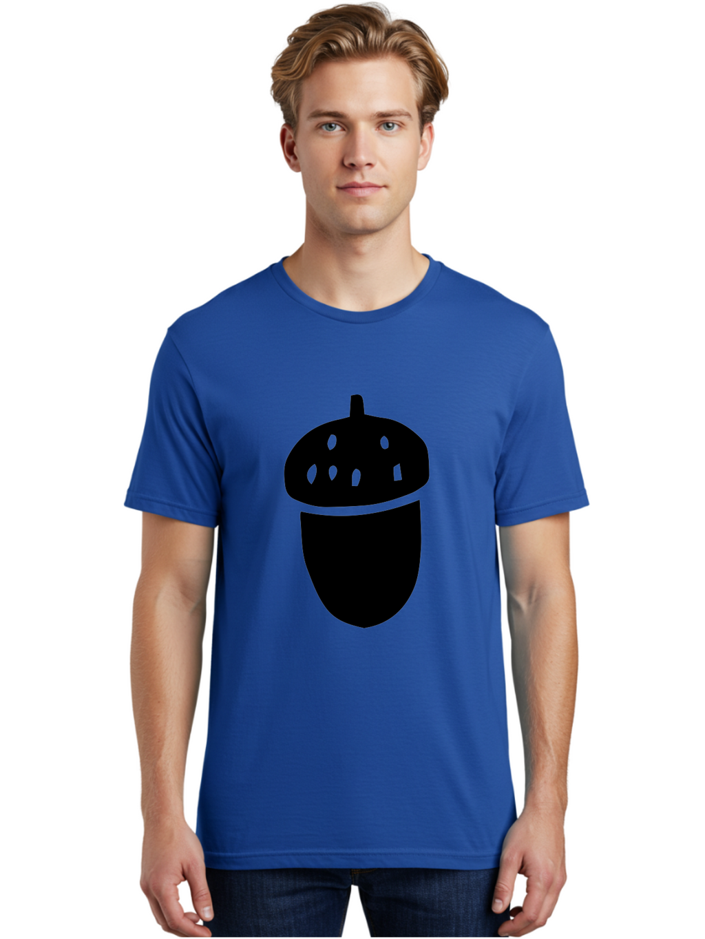 Acorn Men'S Graphic Tee, 100% Cotton, Comfortable Casual Summer Wear, Machine Washable, Acorn Silhouette, Oak Tree Symbol, Forest Icon, Nature Emblem, Earthy Design, Simple Graphics, Minimalist Art -  Aaa579