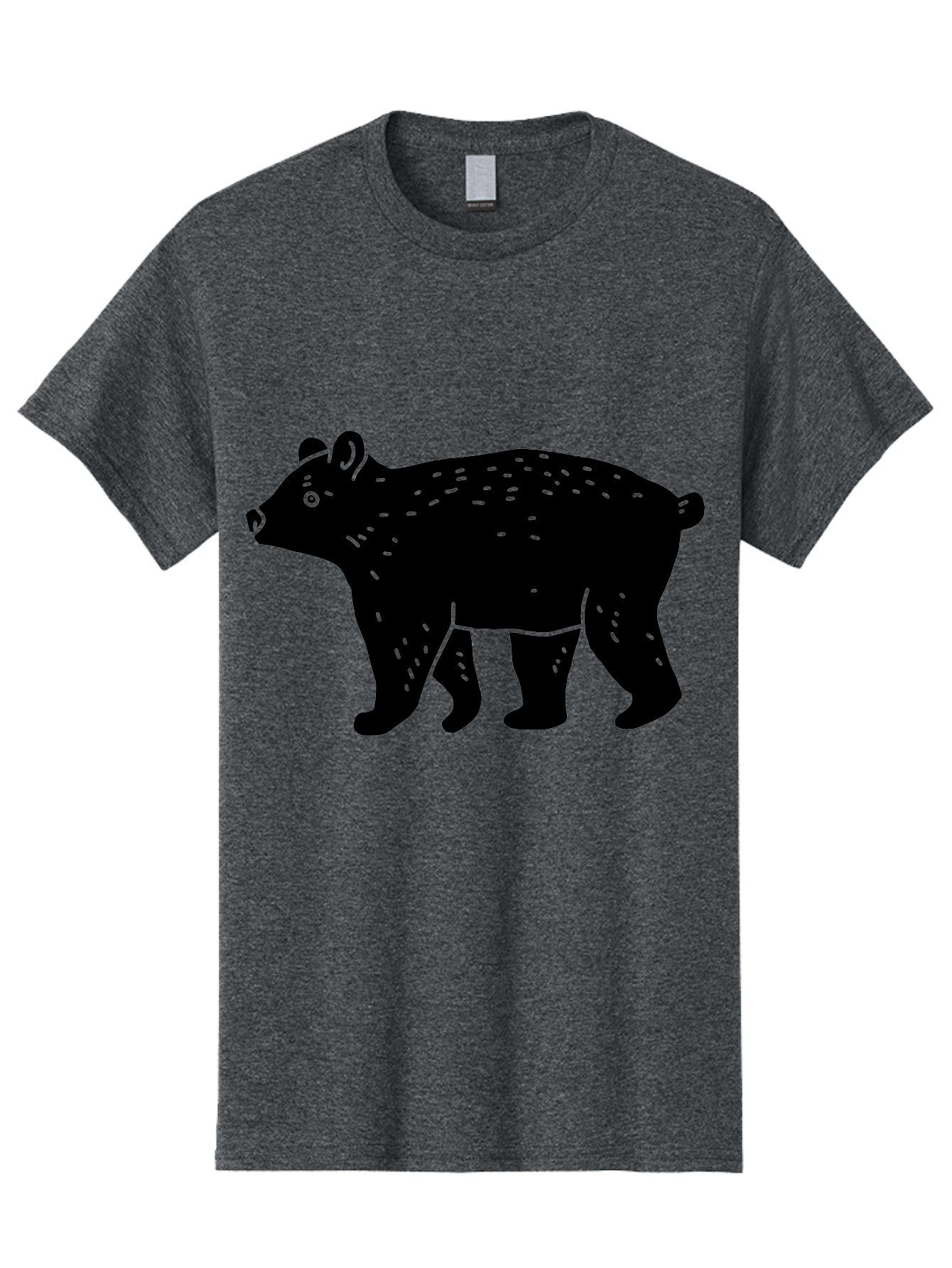 Bear Men'S Graphic Tee, 100% Cotton, Comfortable Casual Summer Wear, Machine Washable, Black Bear, Wildlife Animal, Forest Creature, Wild Beast, Mammal, Illustration, Simple Design, Minimalist Art -  Aaa581